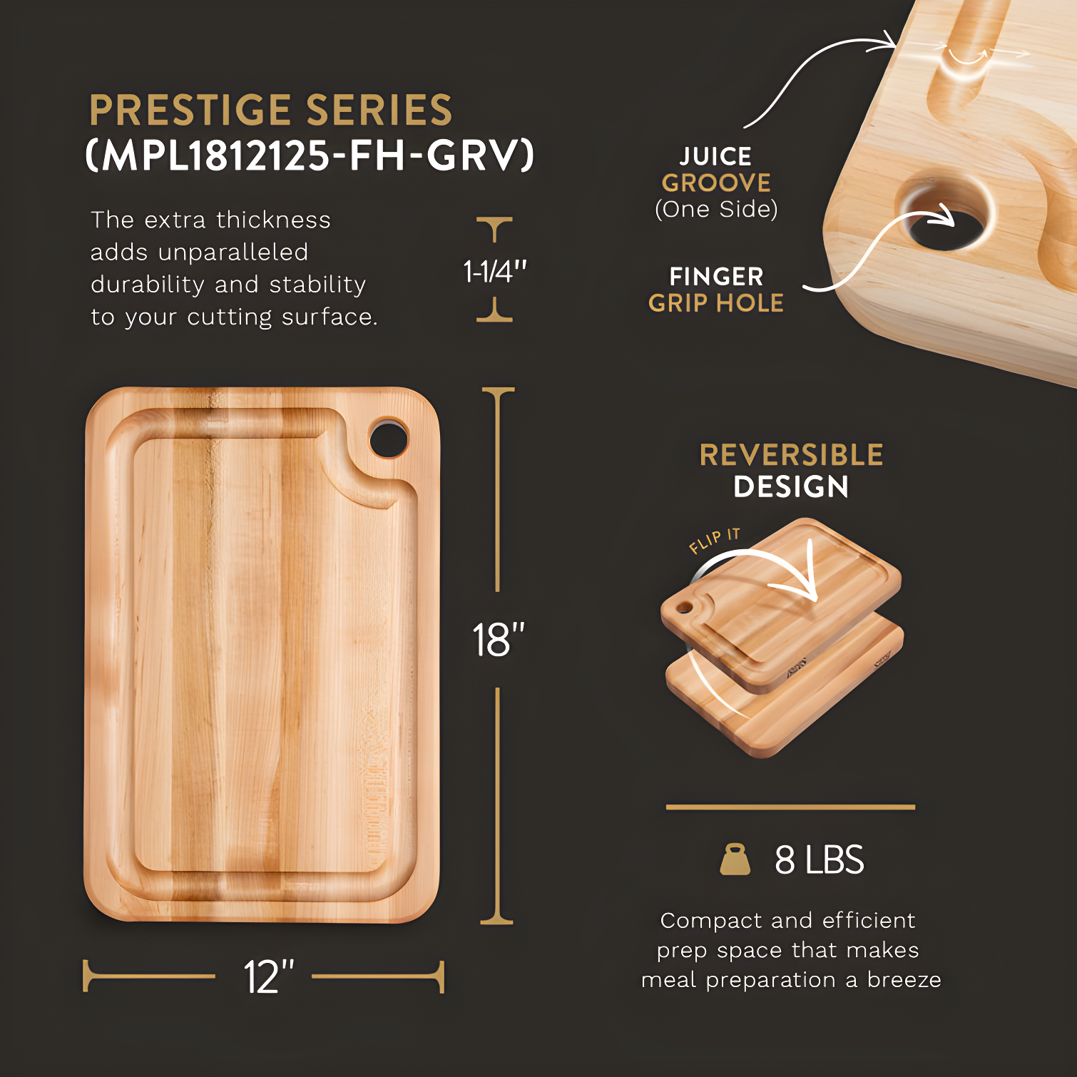 John Boos John Boos Prestige Series Maple Cutting Board with Juice Groove