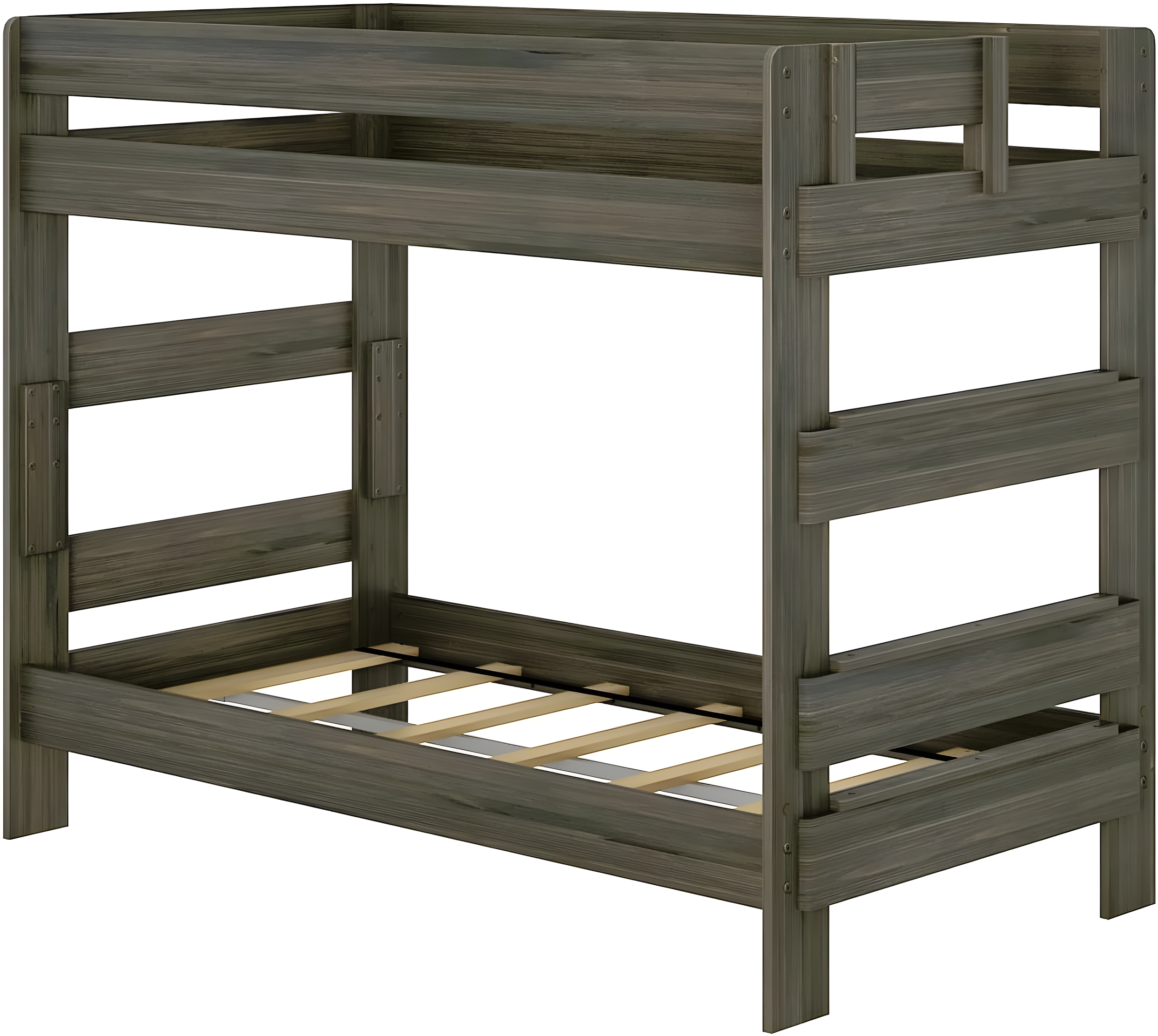 Max & Lily Twin over Twin Bunk Bed, Farmhouse Solid Wood Bunk Beds for Kids, Barnwood Brown