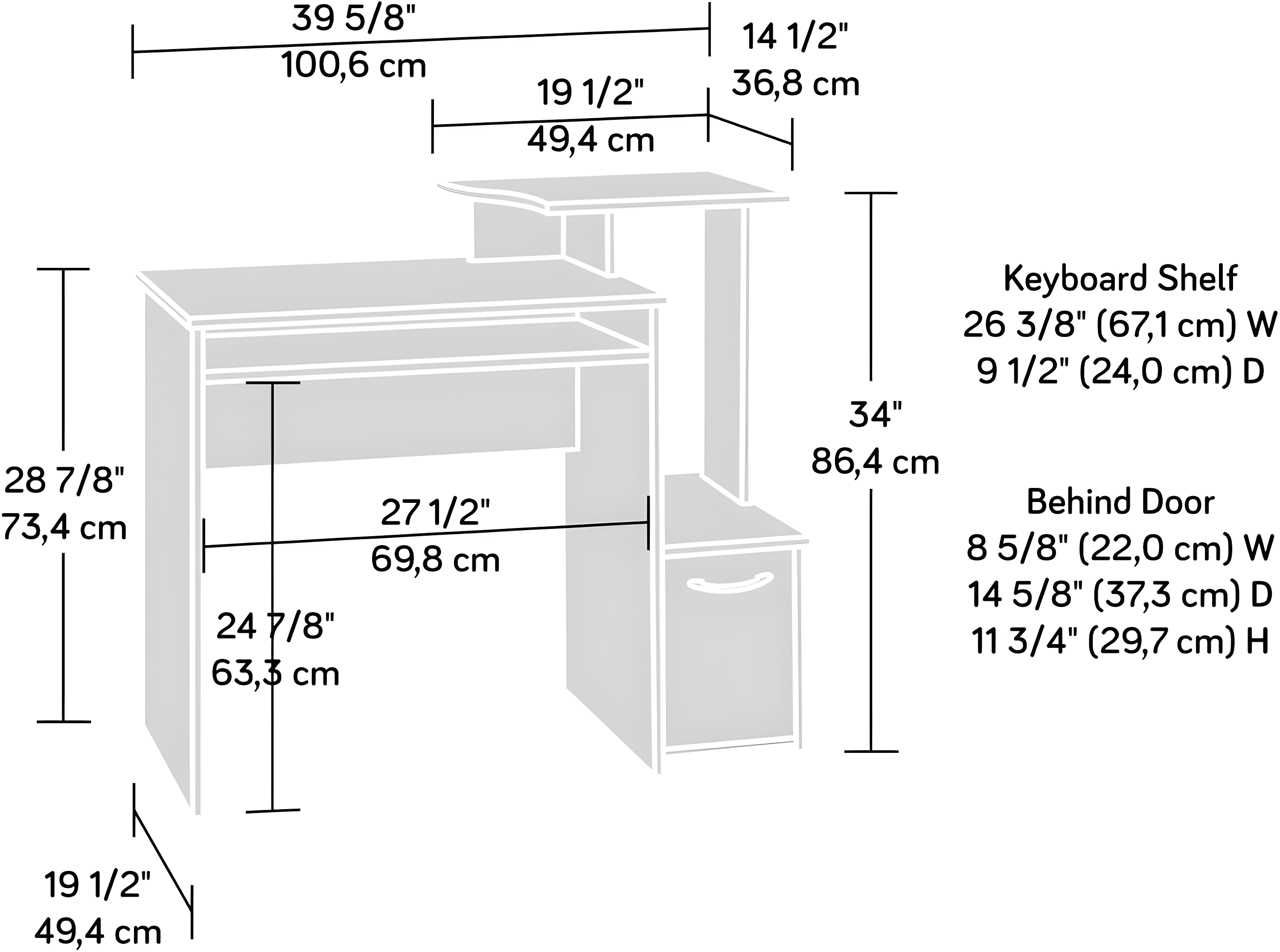 Sauder Computer Desk - Cinnamon Cherry: Slide-Out Tray, Home Office, Small Profile, Kids Room Use
