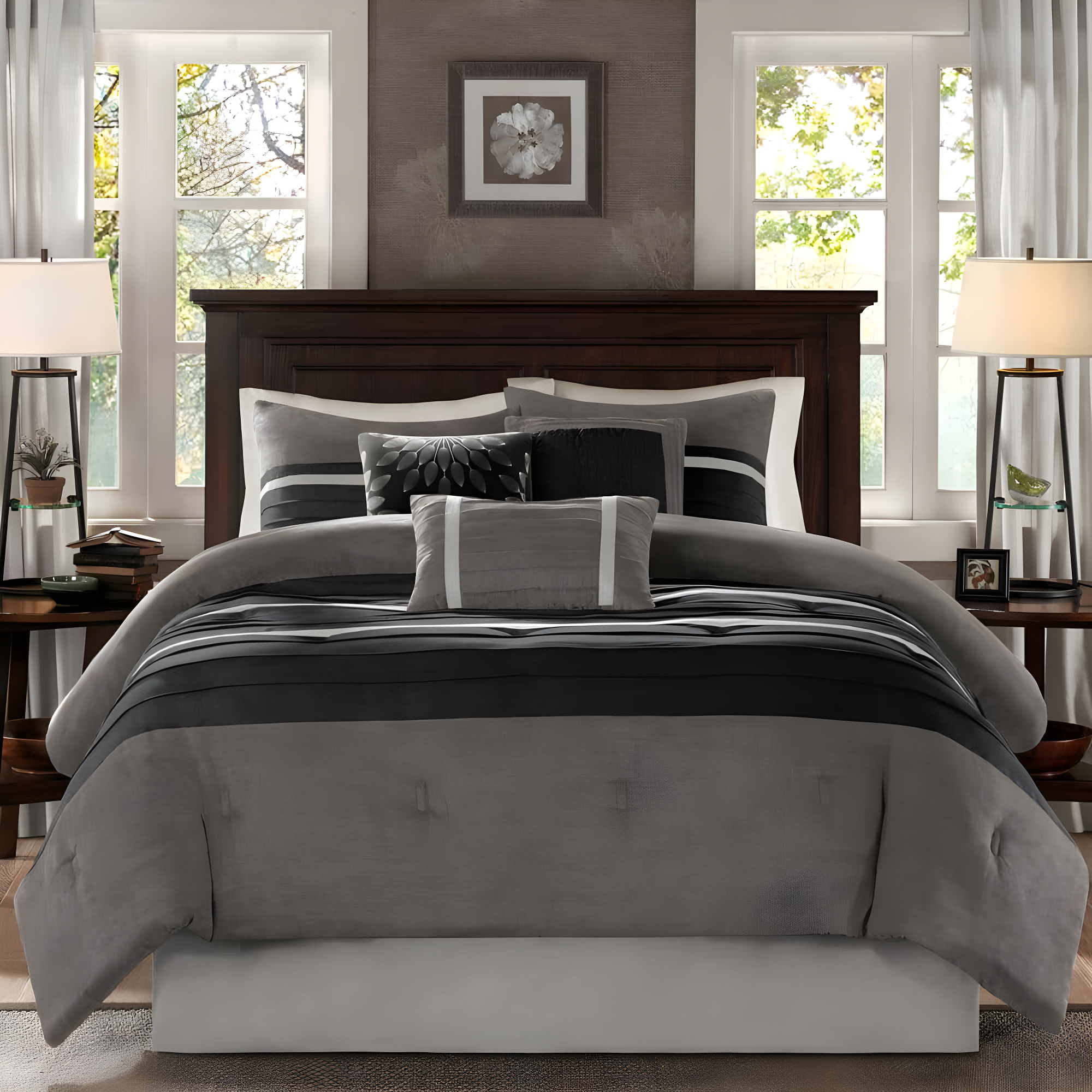 Madison Park Palmer 7 PC Pieced Faux Suede Comforter Set