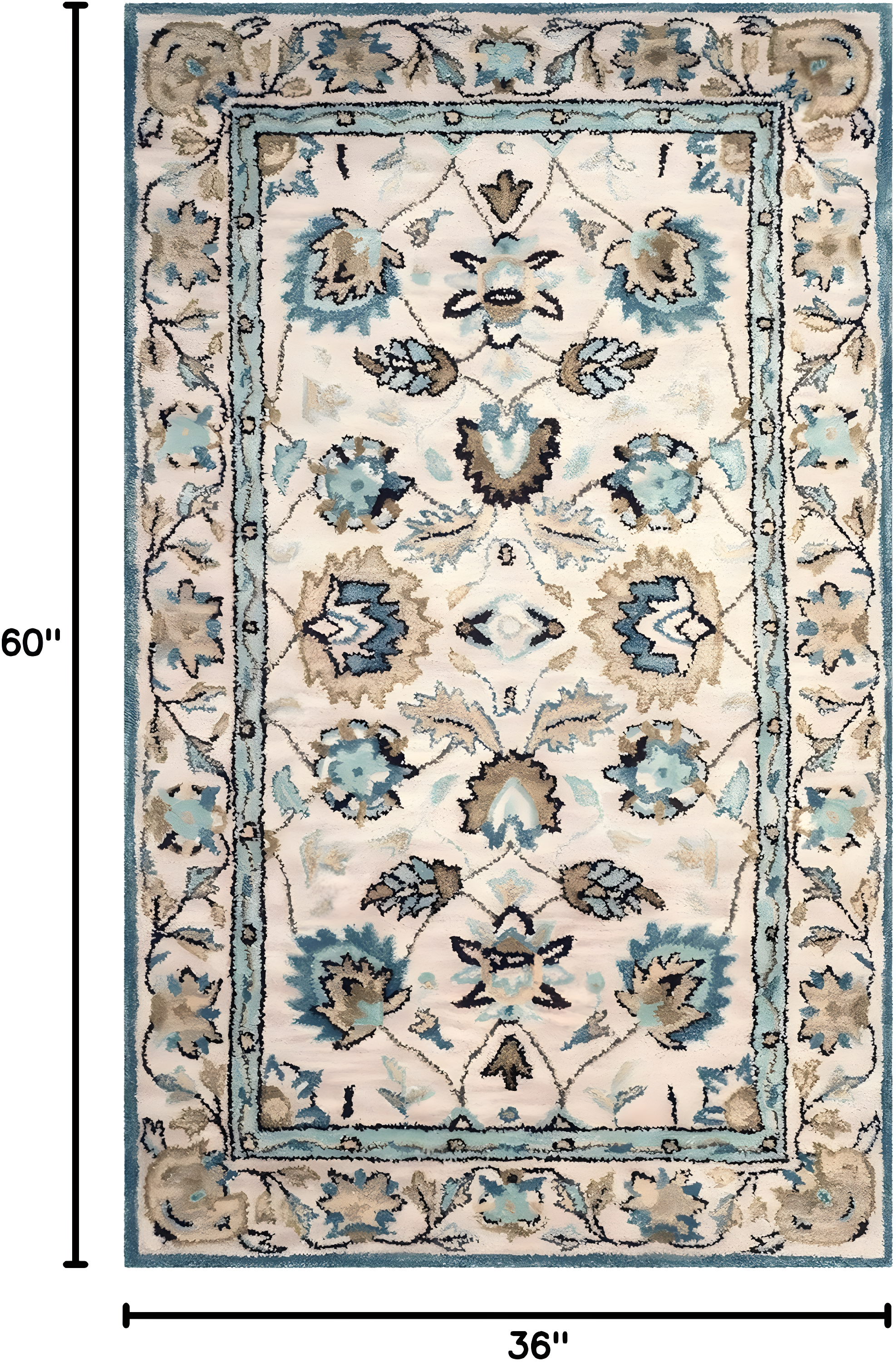 Antiquity AT812 Hand Tufted Indoor Accent Rug - Peacock/Blue - 3'x5' - Safavieh
