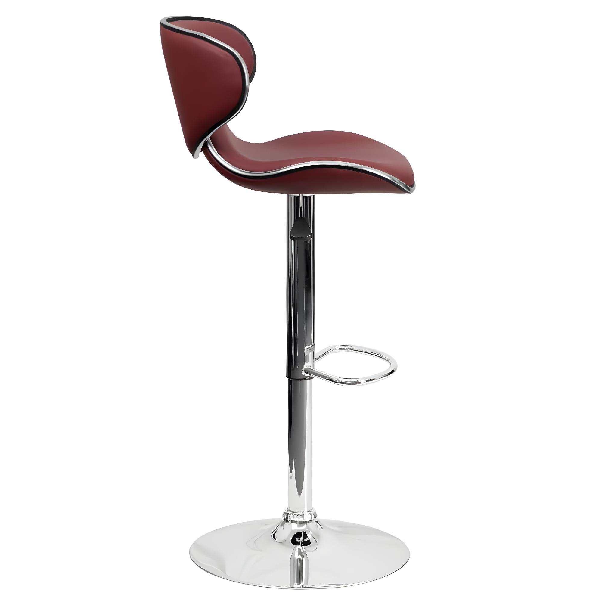 Flash Furniture Contemporary Cozy Mid-Back Burgundy Vinyl Adjustable Height Barstool with Chrome Base
