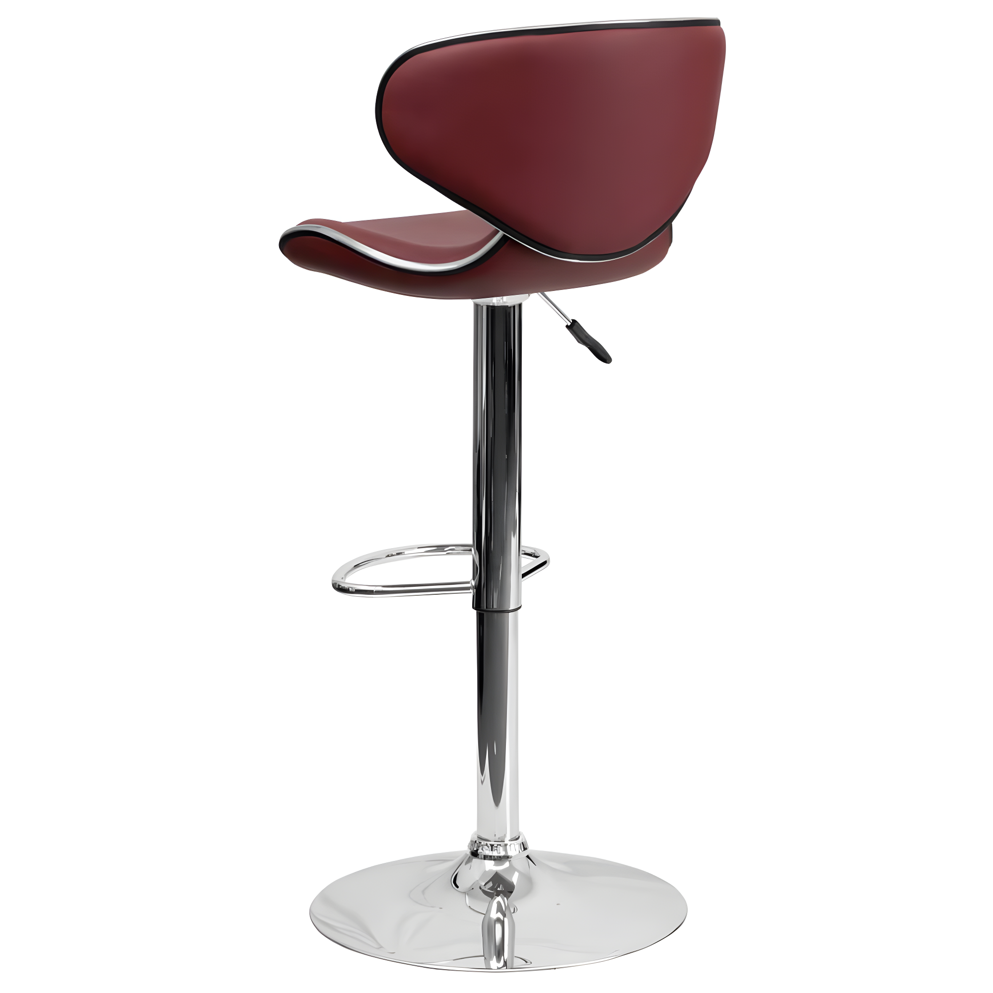 Flash Furniture Contemporary Cozy Mid-Back Burgundy Vinyl Adjustable Height Barstool with Chrome Base