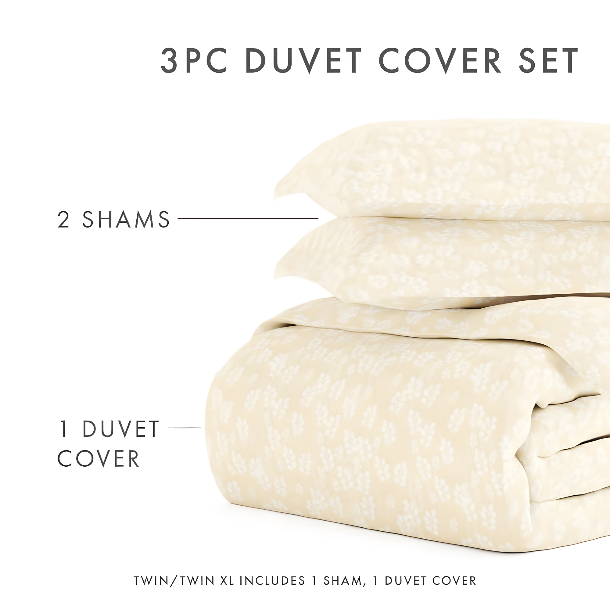Ultra Soft & Breathable - Duvet Cover Set - Ivory Wheatfield Floral for Queen Size Bedding by Comfort Canopy