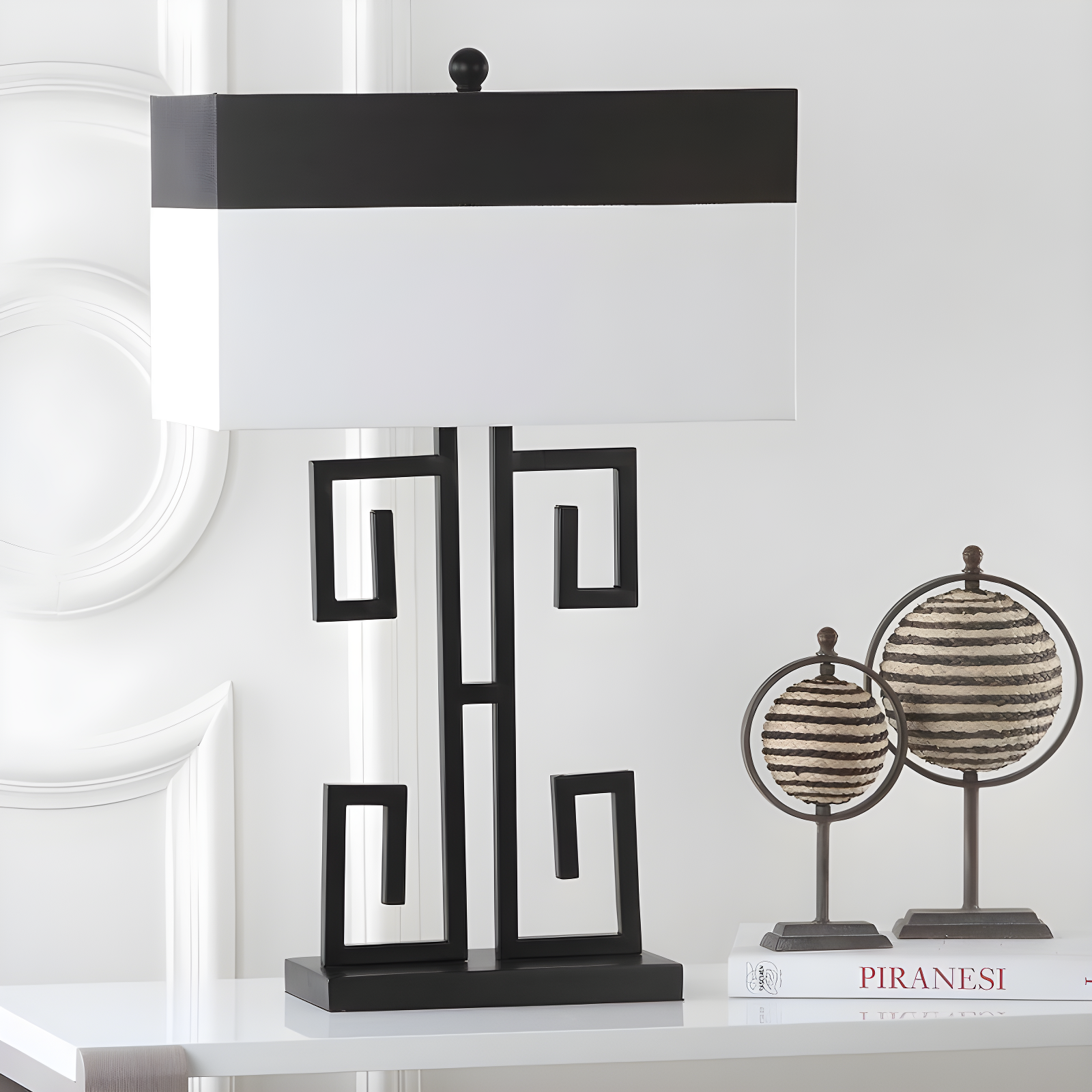 Greek Key Table Lamp (Set of 2) - 28 Inch Height - LIT4071 - Black - Safavieh