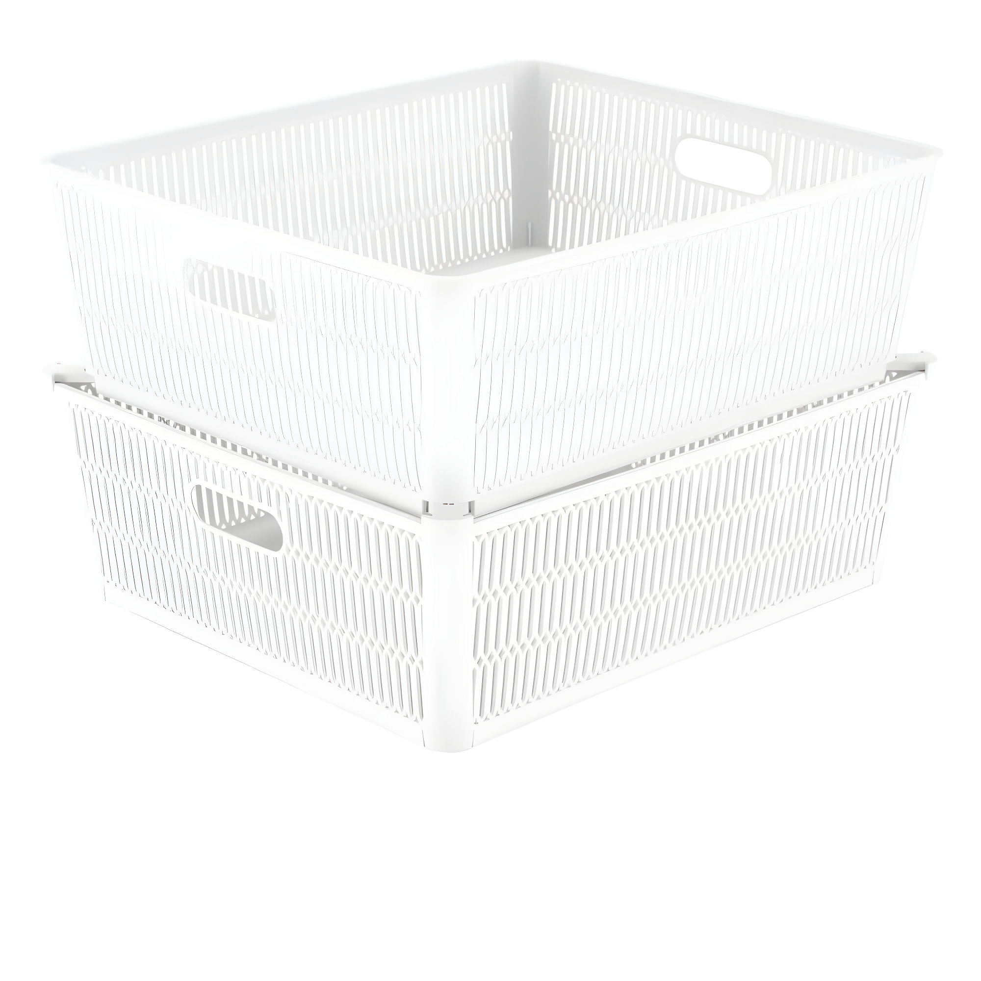 Simplify 2pk Large Slide and Stack Storage Shallow Totes White: Polypropylene Sliding Bins, Decorative Storage, 975 Volume