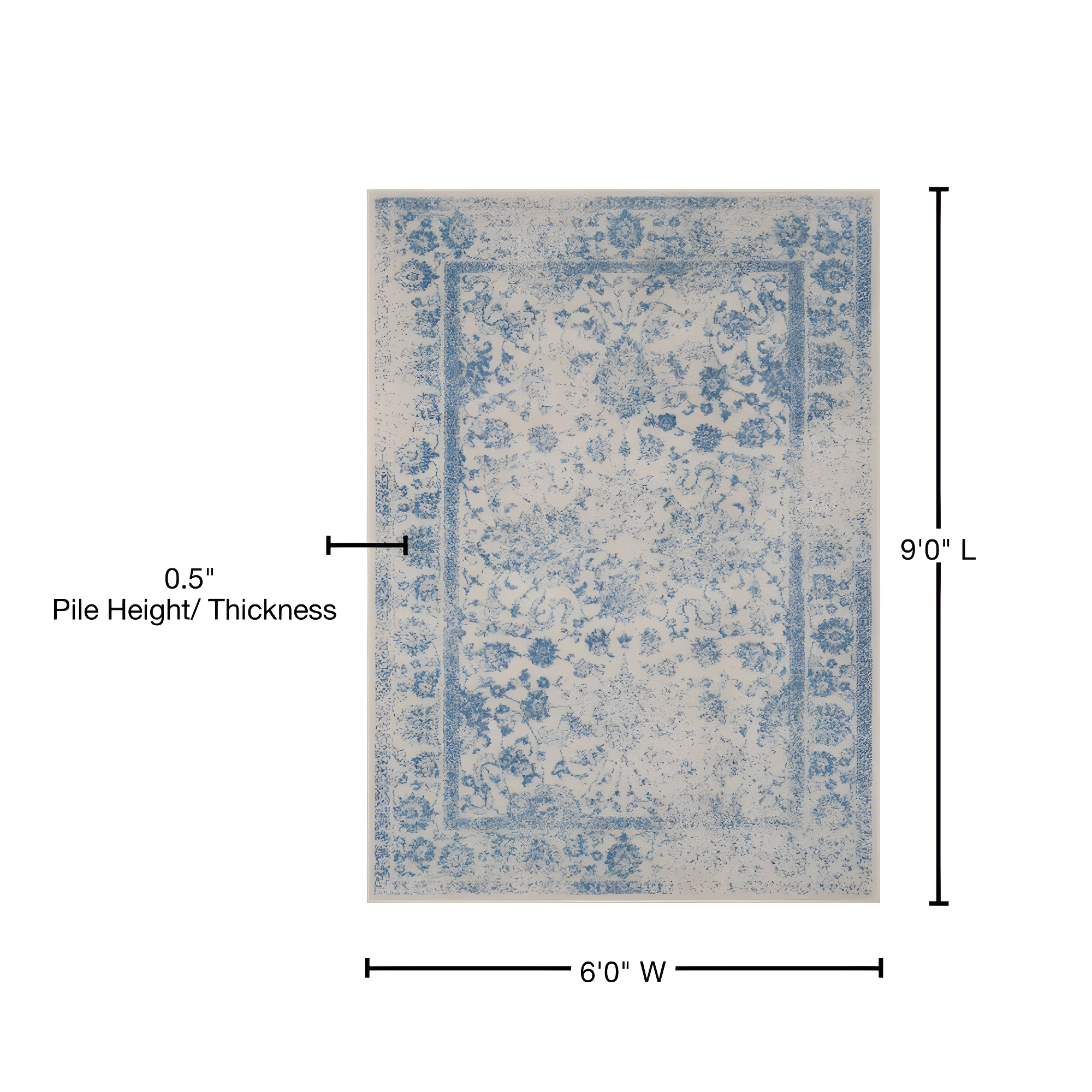 Adirondack ADR109 Machine Made Indoor Area Rug - Ivory/Light Blue - 6'x9' - Safavieh