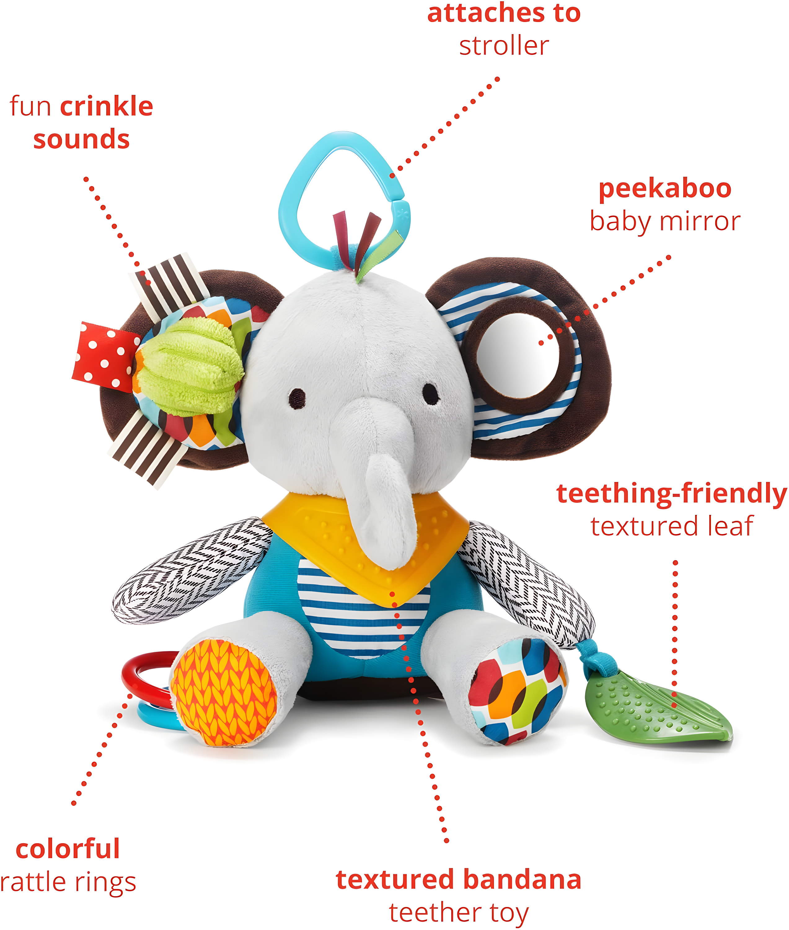 Skip Hop Bandana Buddies Stroller Toy - Elephant