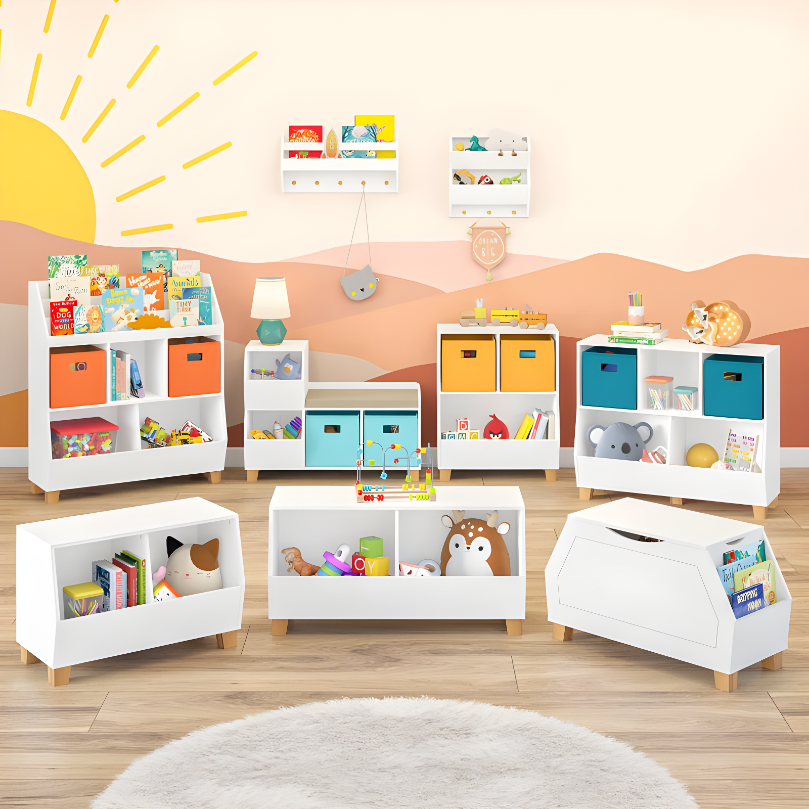 RiverRidge Home RiverRidge Kids Catch-All 24in Toy Storage Organizer with 2 Cubbies and 2 Storage Compartments