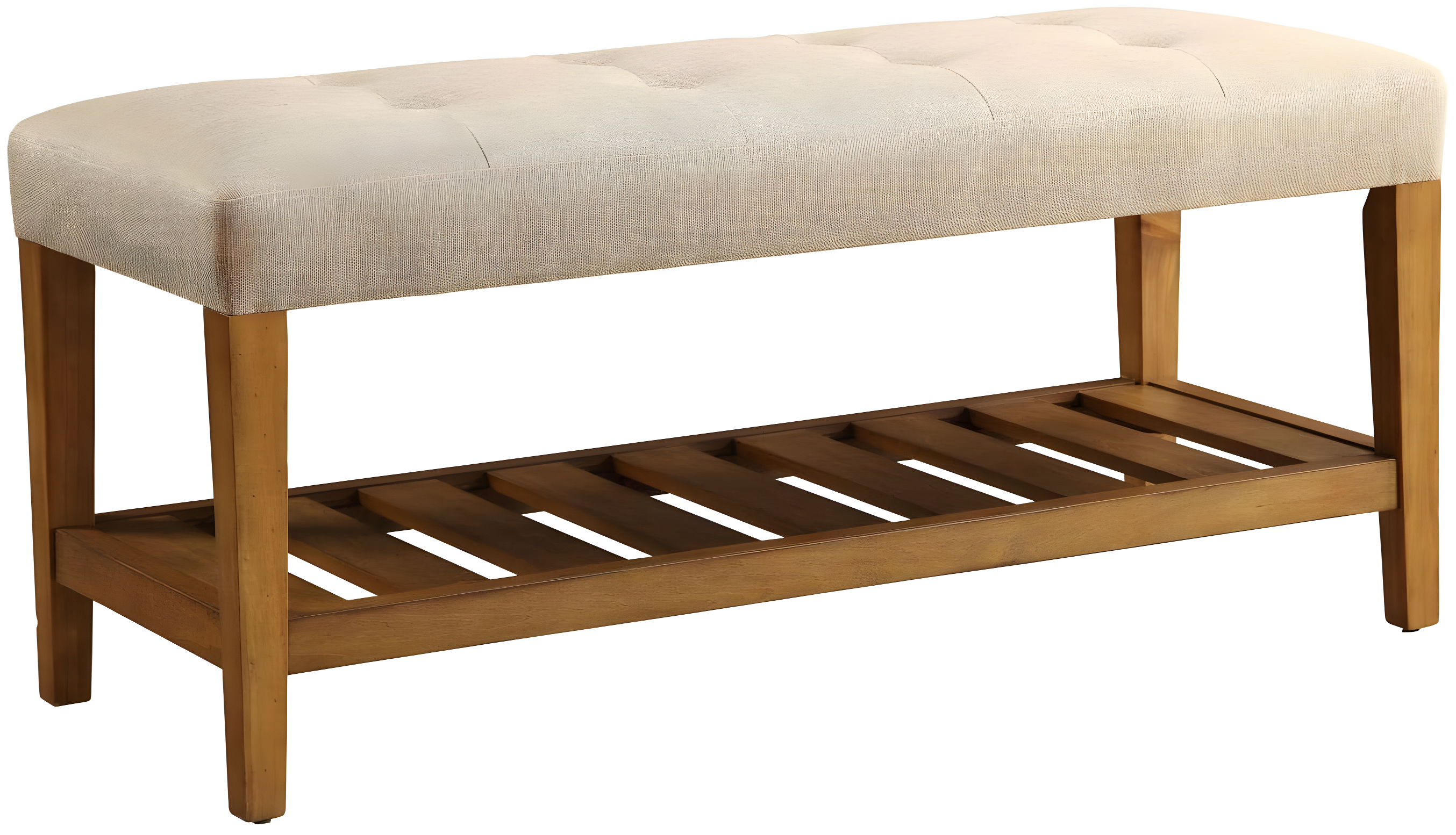 Acme Furniture Charla Ottomans and Benches Beige Fabric/Oak Finish