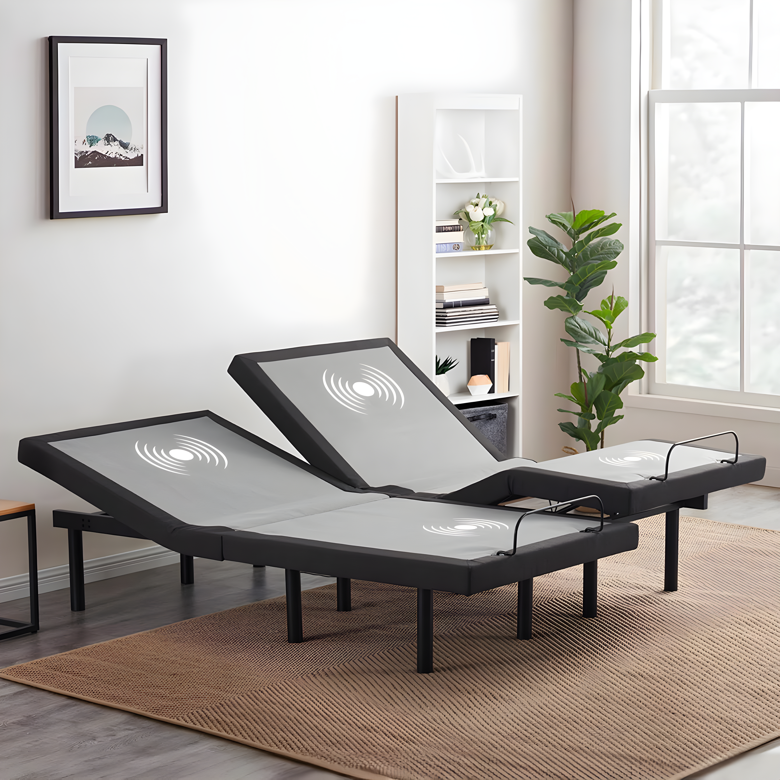 Clara Clark Clara Clark Massaging Zero Gravity, Zero Clearance Adjustable Bed with Wireless Remote, USB Ports & LED Lights
