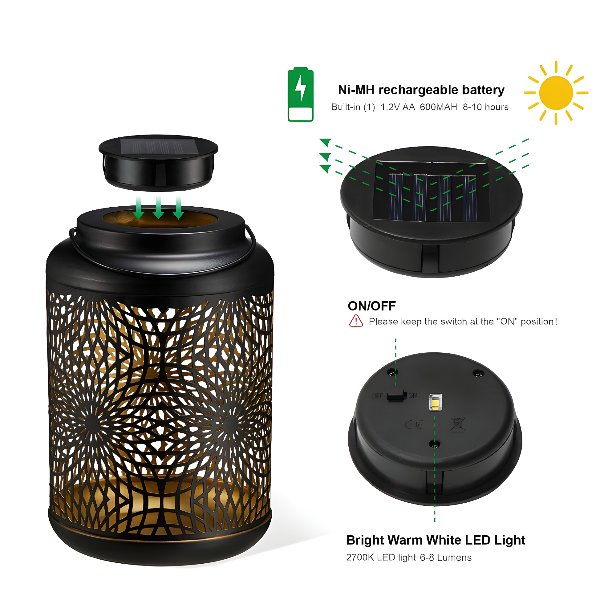 Winston Porter 8.75"H Metal Cutout Solar Powered Outdoor Hanging Lantern