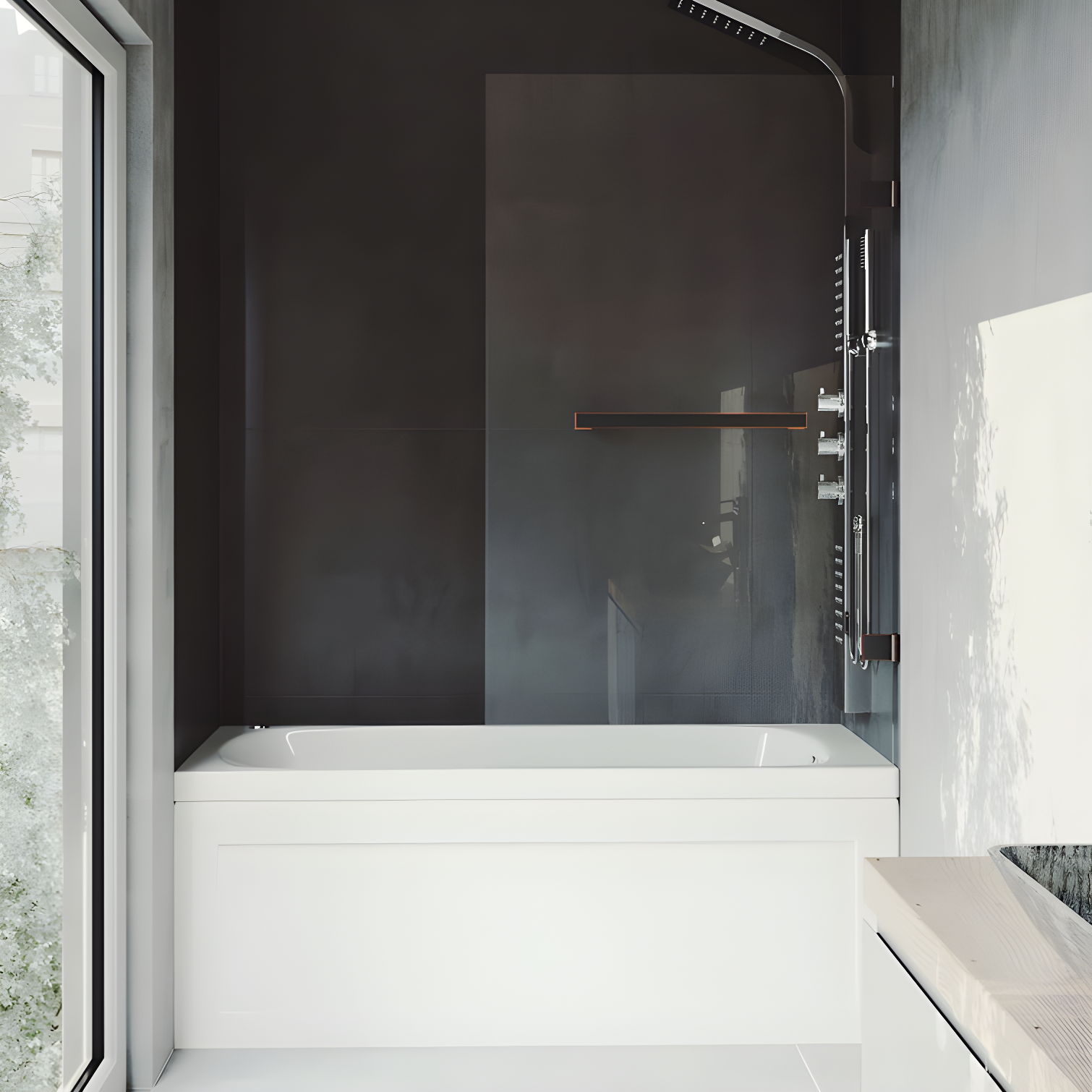 Rialto 34" W x 58" H Hinged Frameless Tub Door with with 5/16" Glass