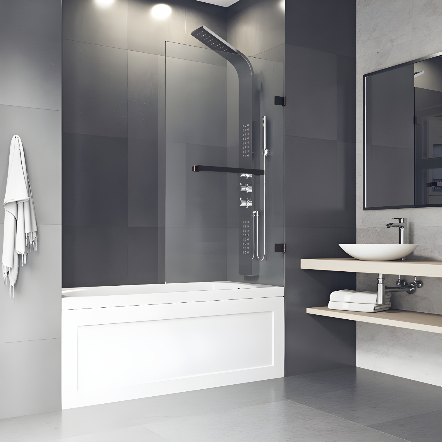 Rialto 34" W x 58" H Hinged Frameless Tub Door with with 5/16" Glass