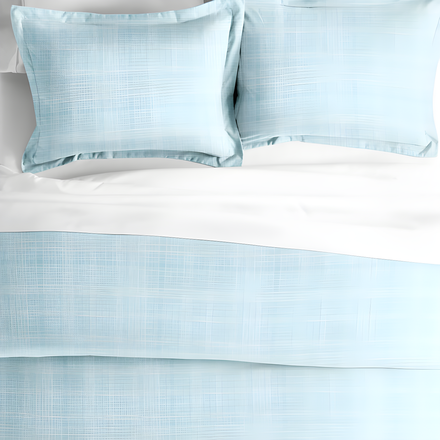 Aqua Plaid Microfiber Full/Queen Duvet Cover Set with Shams