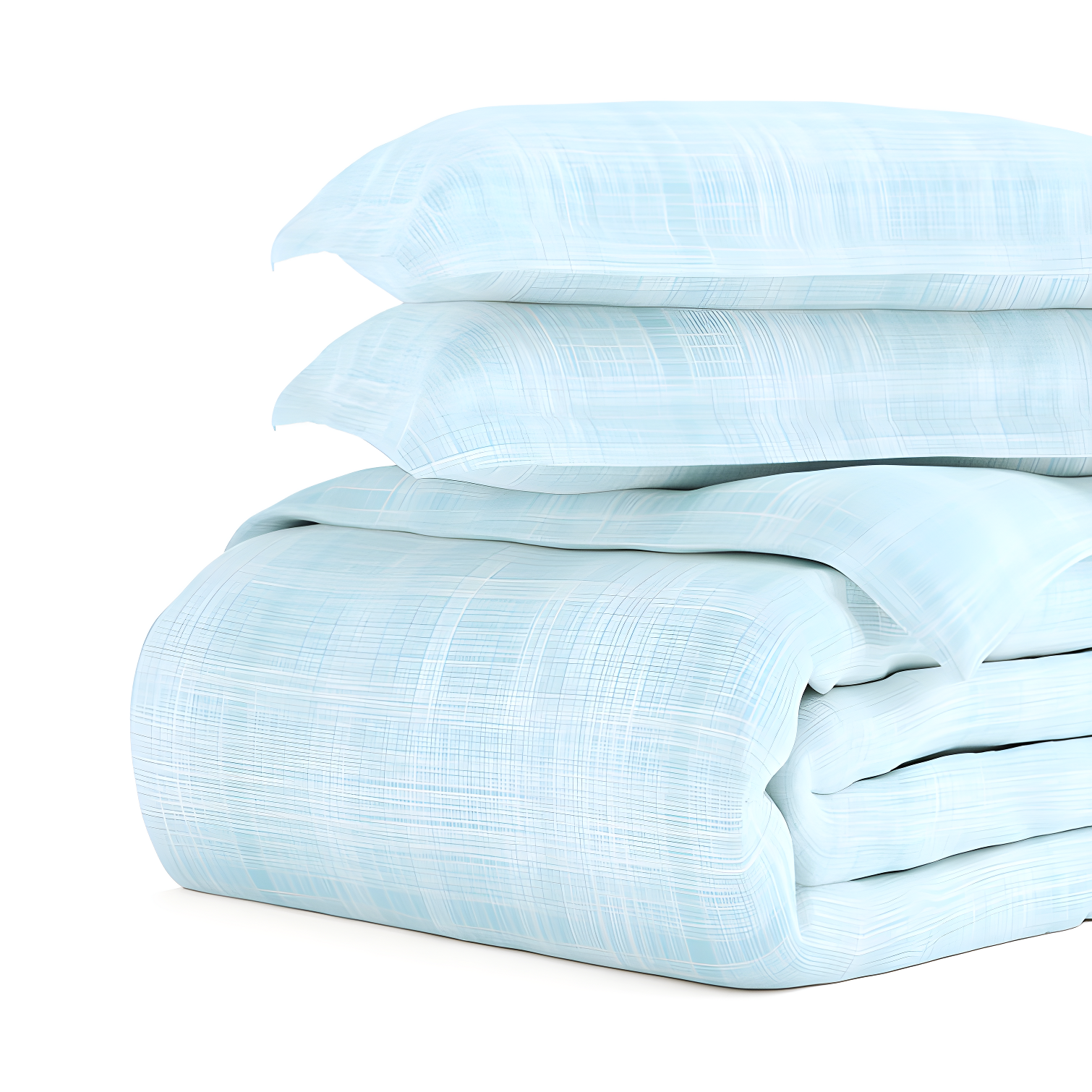 Aqua Plaid Microfiber Full/Queen Duvet Cover Set with Shams