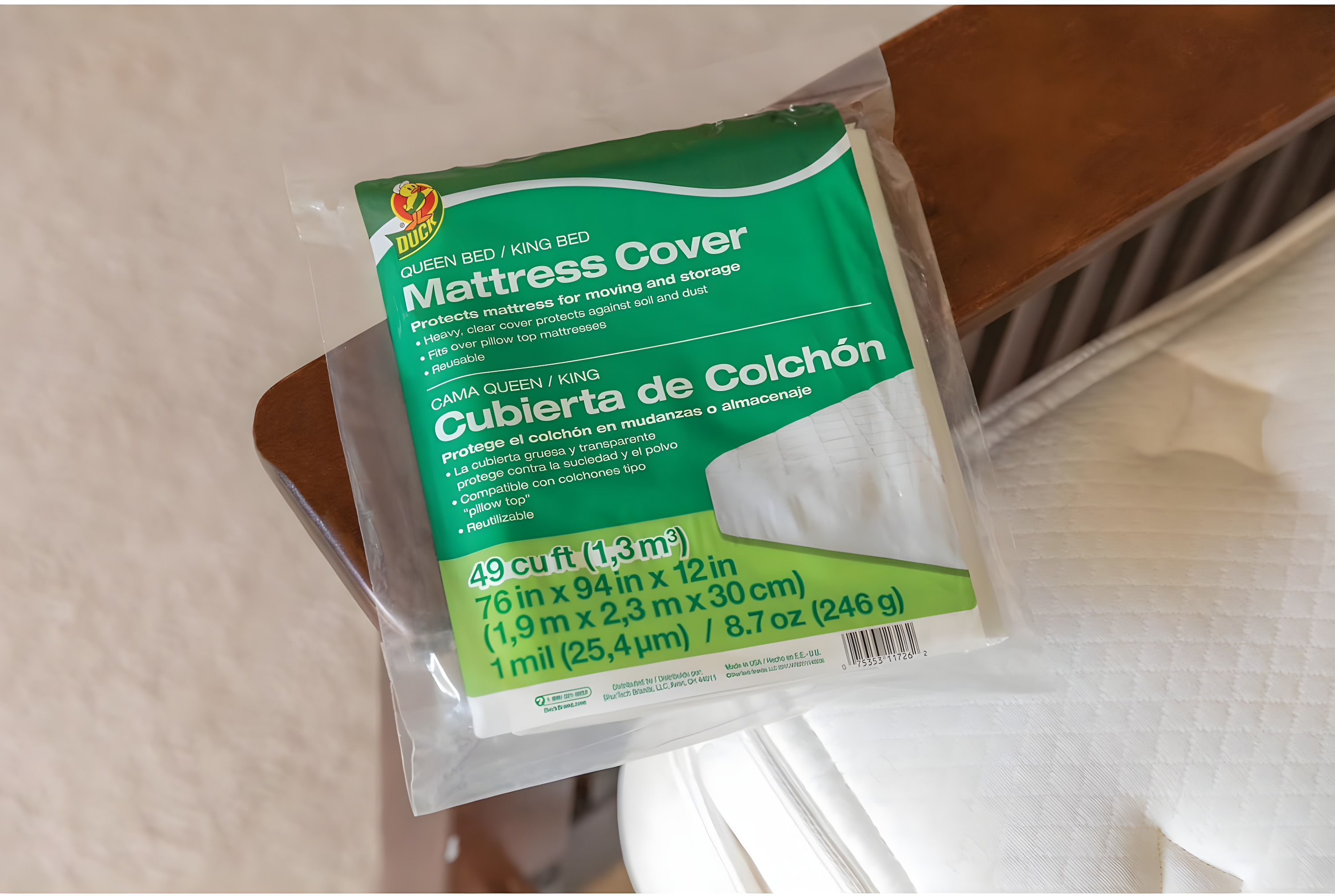 Duck Funda de Colchón Queen/King, 76 x 94 x 12 Pulgadas, Transparente