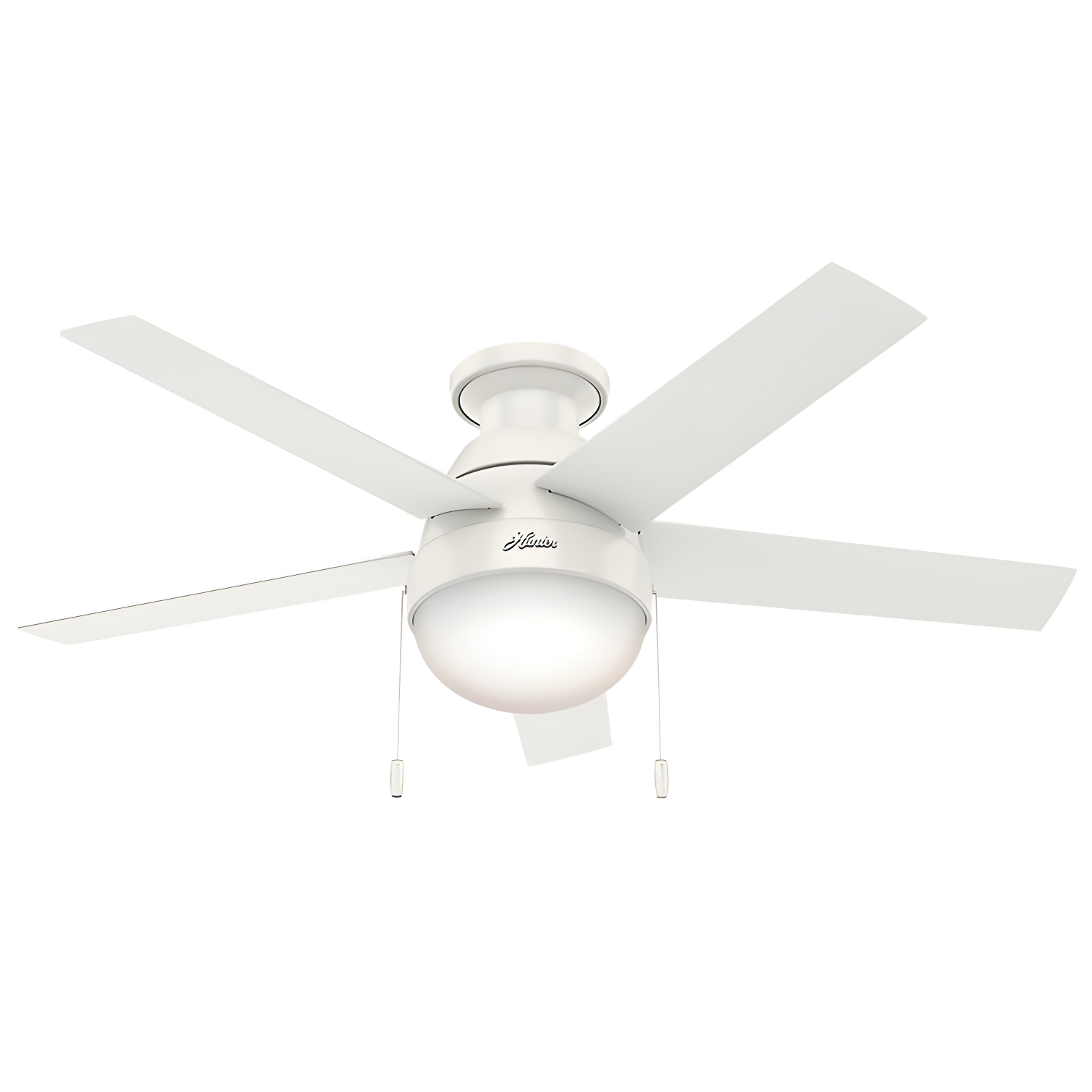 46" Anslee 5 - Blade LED Flush Mount Ceiling Fan with Pull Chain and Light Kit Included