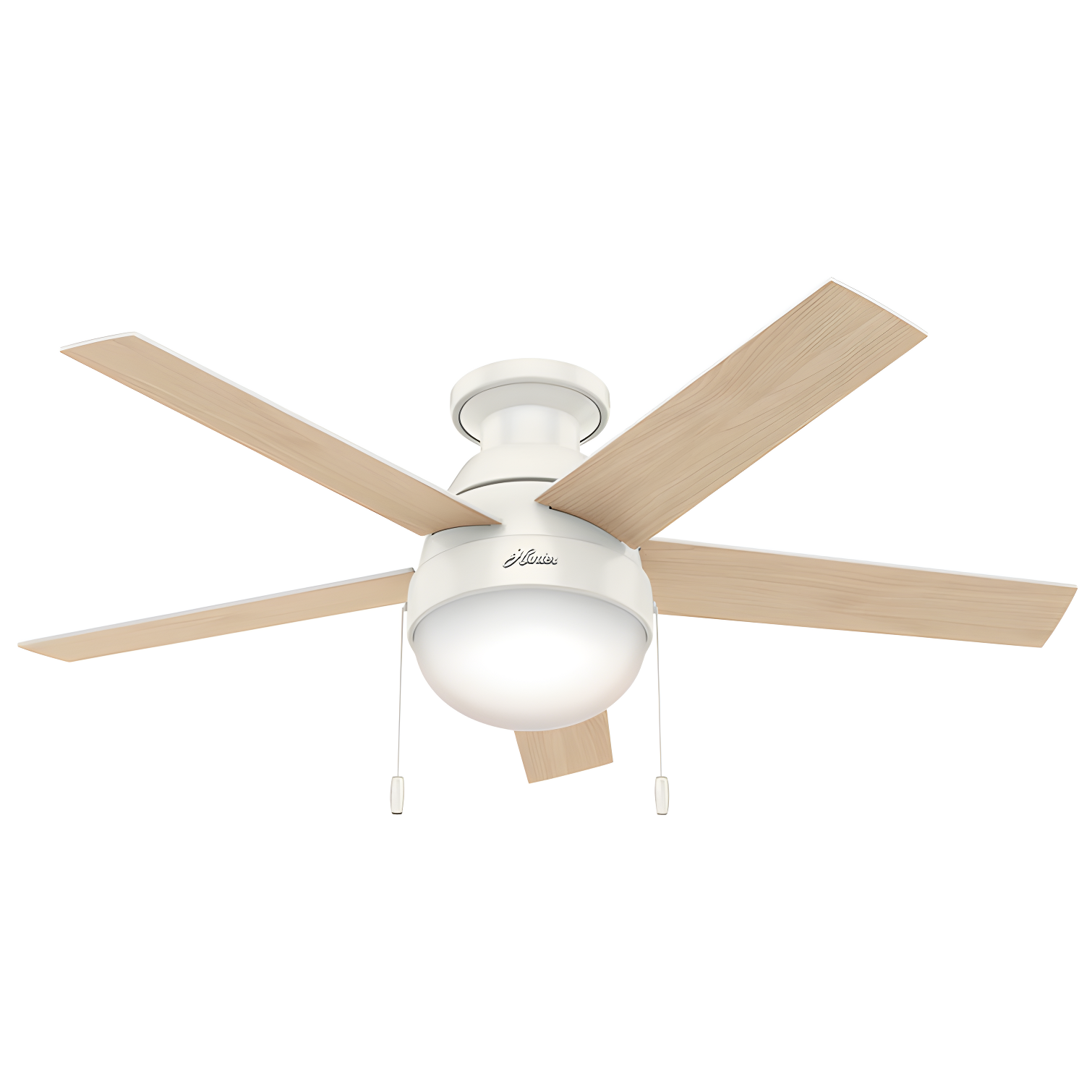 46" Anslee 5 - Blade LED Flush Mount Ceiling Fan with Pull Chain and Light Kit Included
