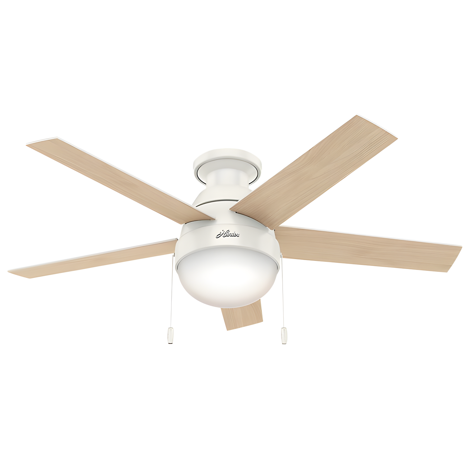 46" Anslee 5 - Blade LED Flush Mount Ceiling Fan with Pull Chain and Light Kit Included