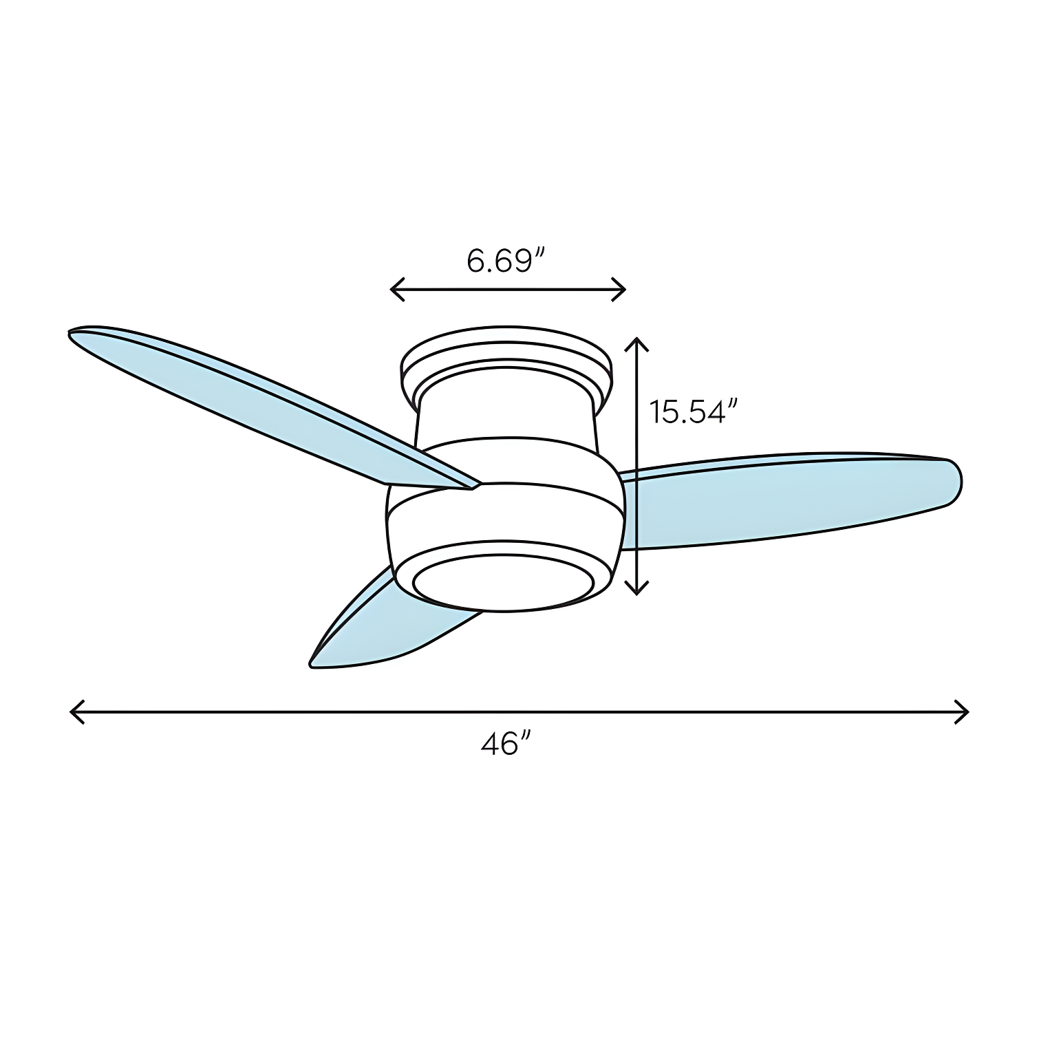 46" Anslee 5 - Blade LED Flush Mount Ceiling Fan with Pull Chain and Light Kit Included