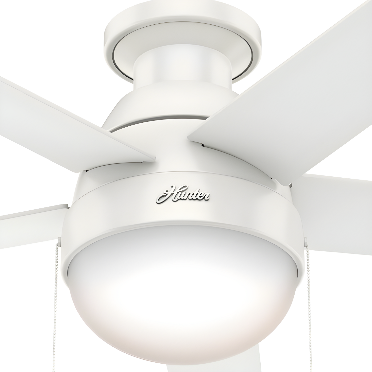 46" Anslee 5 - Blade LED Flush Mount Ceiling Fan with Pull Chain and Light Kit Included