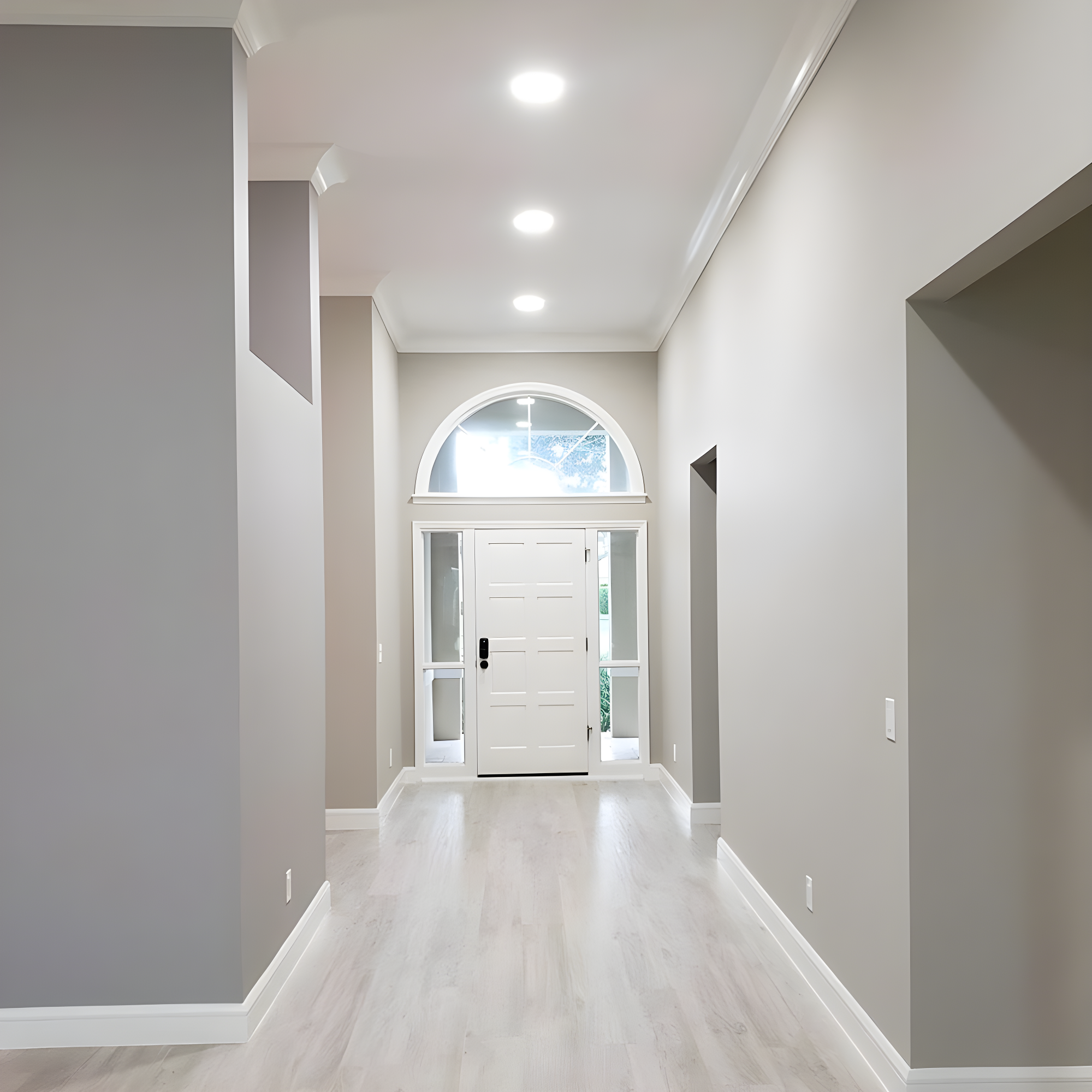 Maxxima 8 in. 5CCT Round Recessed LED Downlight, 1600 Lumens Slim Round Flat Panel Color Selectable 2700K-5000K (2700K/3000K/3500K/4000K/5000K), Dimmable, Canless IC Rated, White Trim, J-Box Included