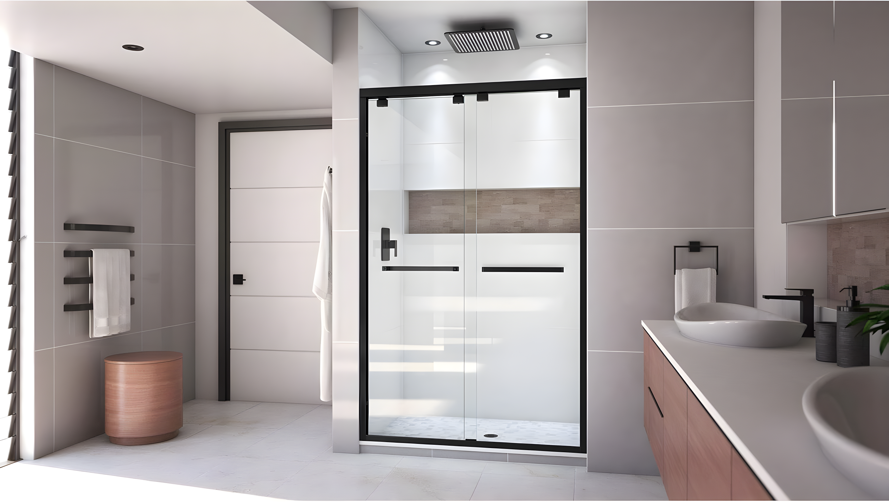 DreamLine Encore 44-48 in. W x 76 in. H Semi-Frameless Bypass Shower Door in Satin Black