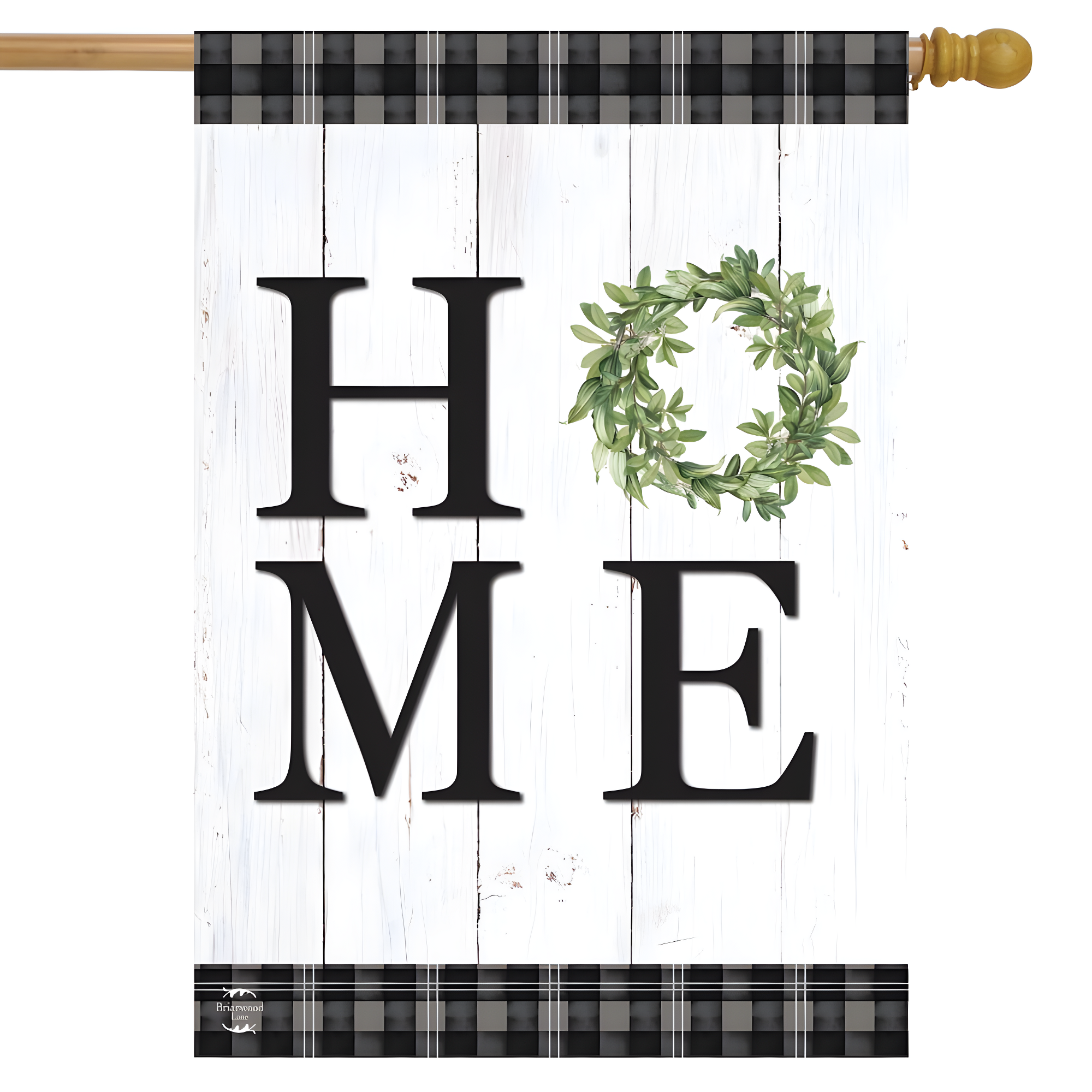 Home Everyday House Flag Double-Sided Rustic Wreath 28" x 40" Briarwood Lane