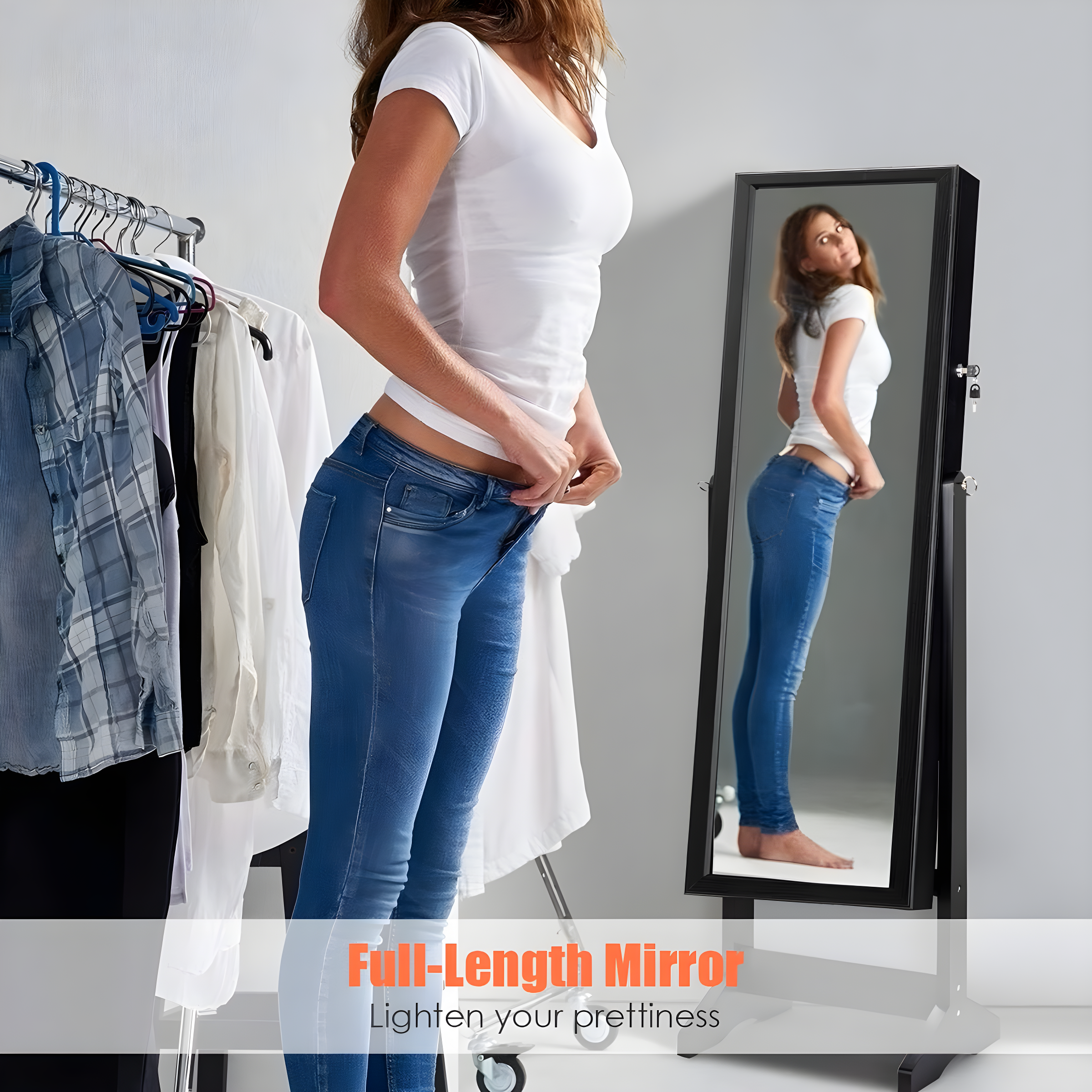 NIERBO Lockable Jewelry Organizer Mirror - Stylish Storage Solution For Women