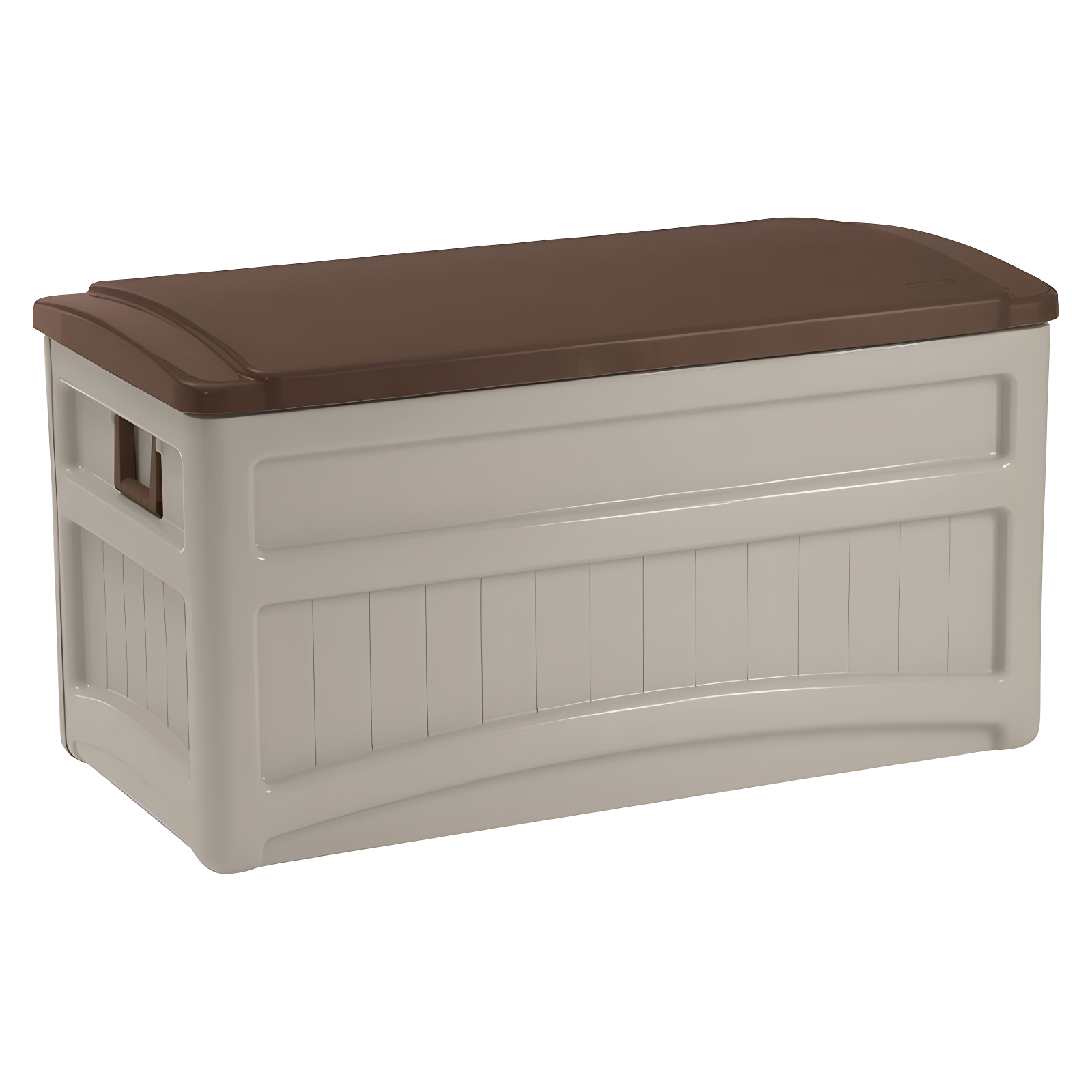 Suncast Suncast 78 Gallon Water Resistant Resin Deck Box with Wheels in Light Taupe/Mocha