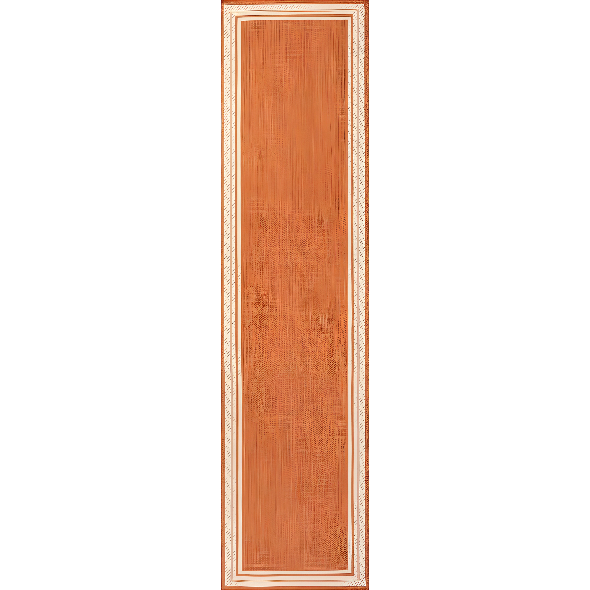 2' x 8' James Modern Border Stripe Indoor/Outdoor Runner Rug, Orange/Cream - JONATHAN Y