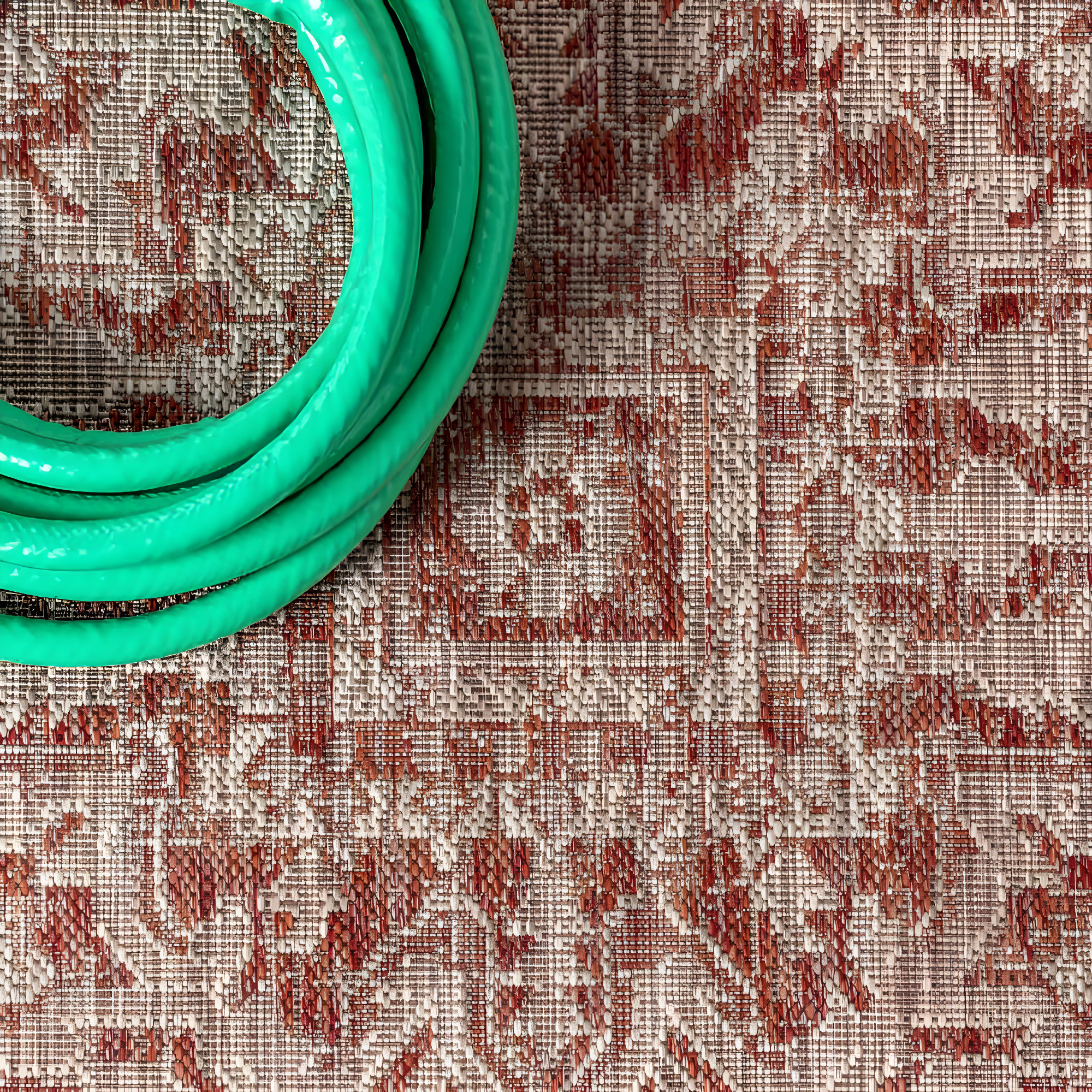 9' X 12' Estrella Bohemian Medallion Textured Weave Indoor/Outdoor Area Rug, Red/Taupe - JONATHAN Y