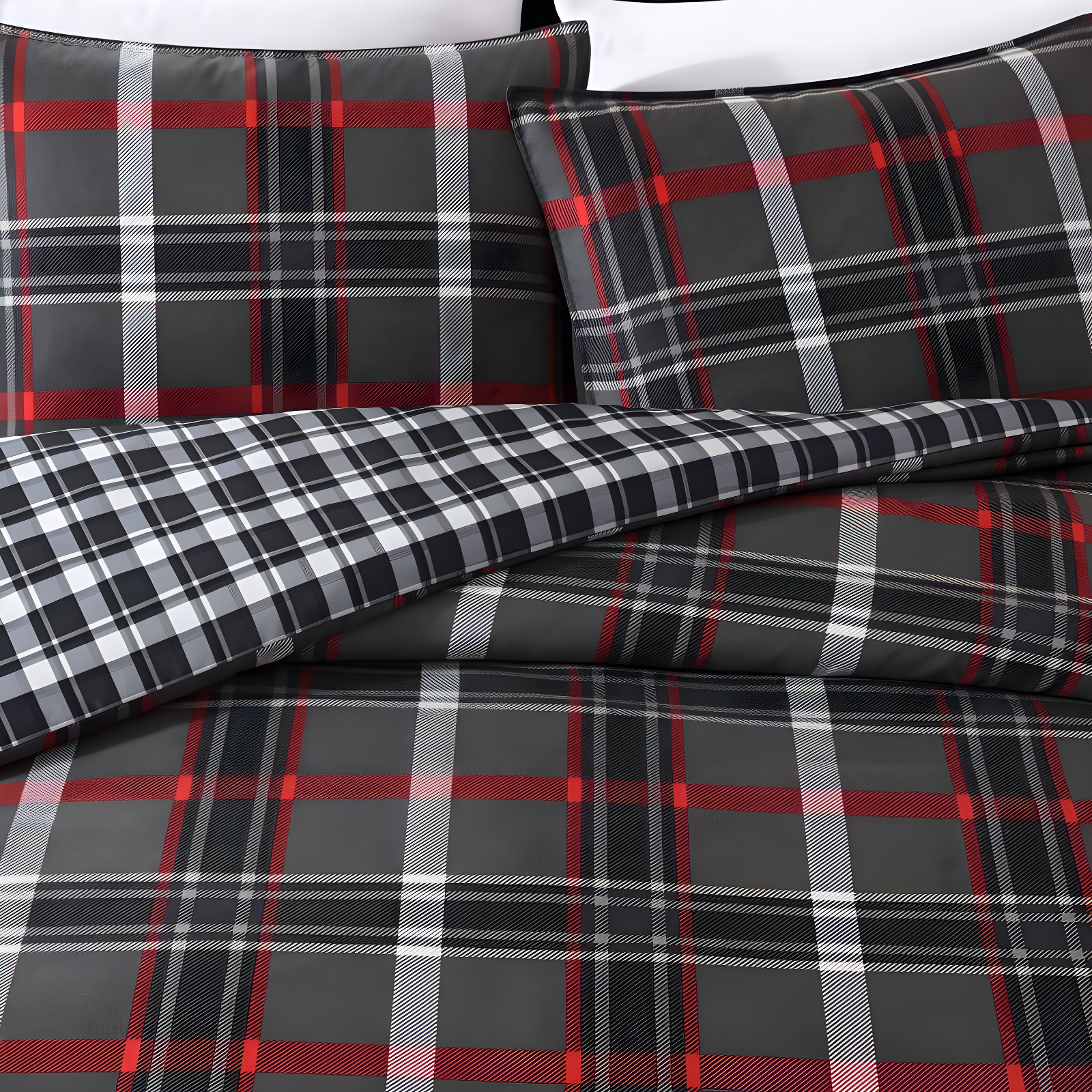 Eddie Bauer Eddie Bauer Willow Plaid Reversible Grey Duvet Cover Set