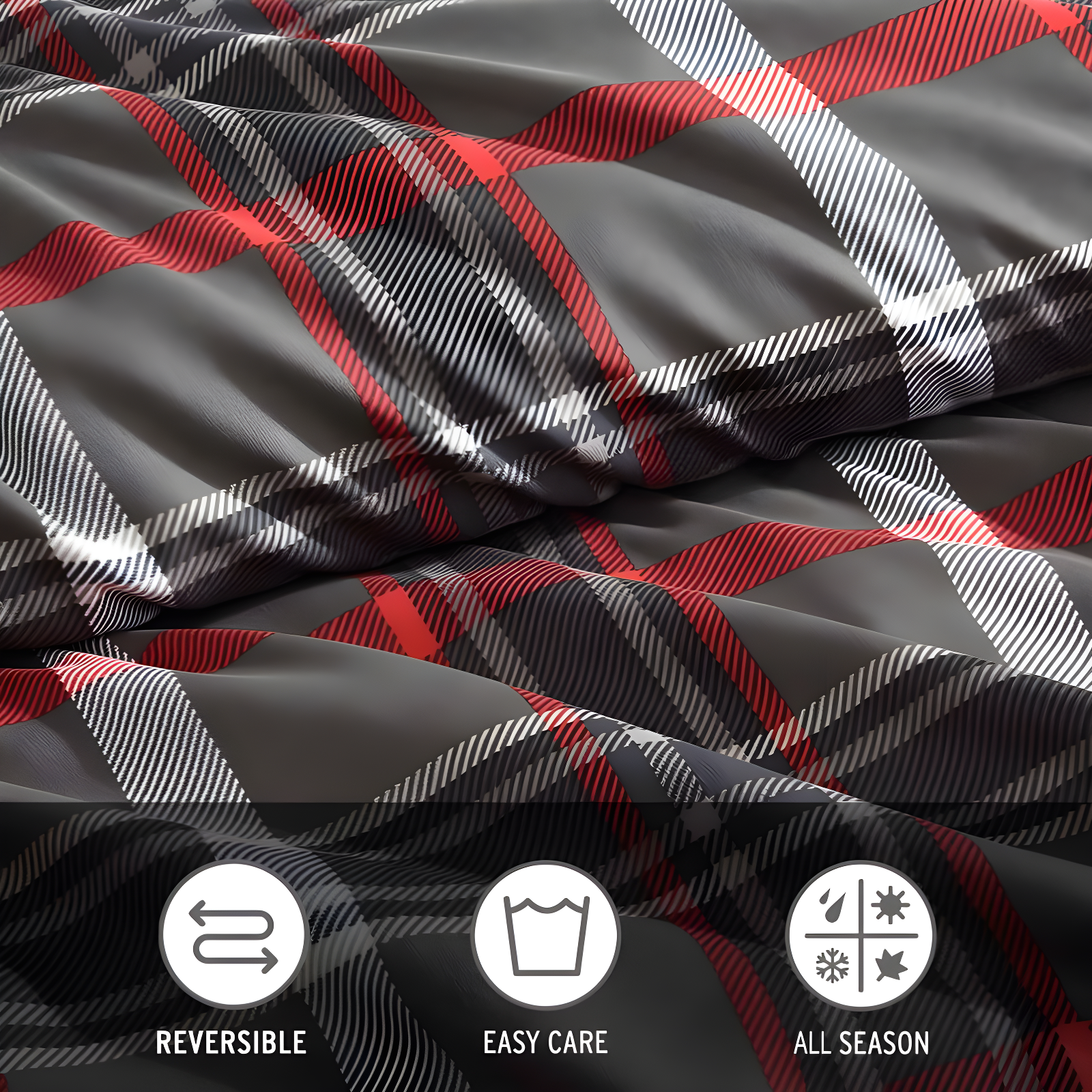 Eddie Bauer Eddie Bauer Willow Plaid Reversible Grey Duvet Cover Set