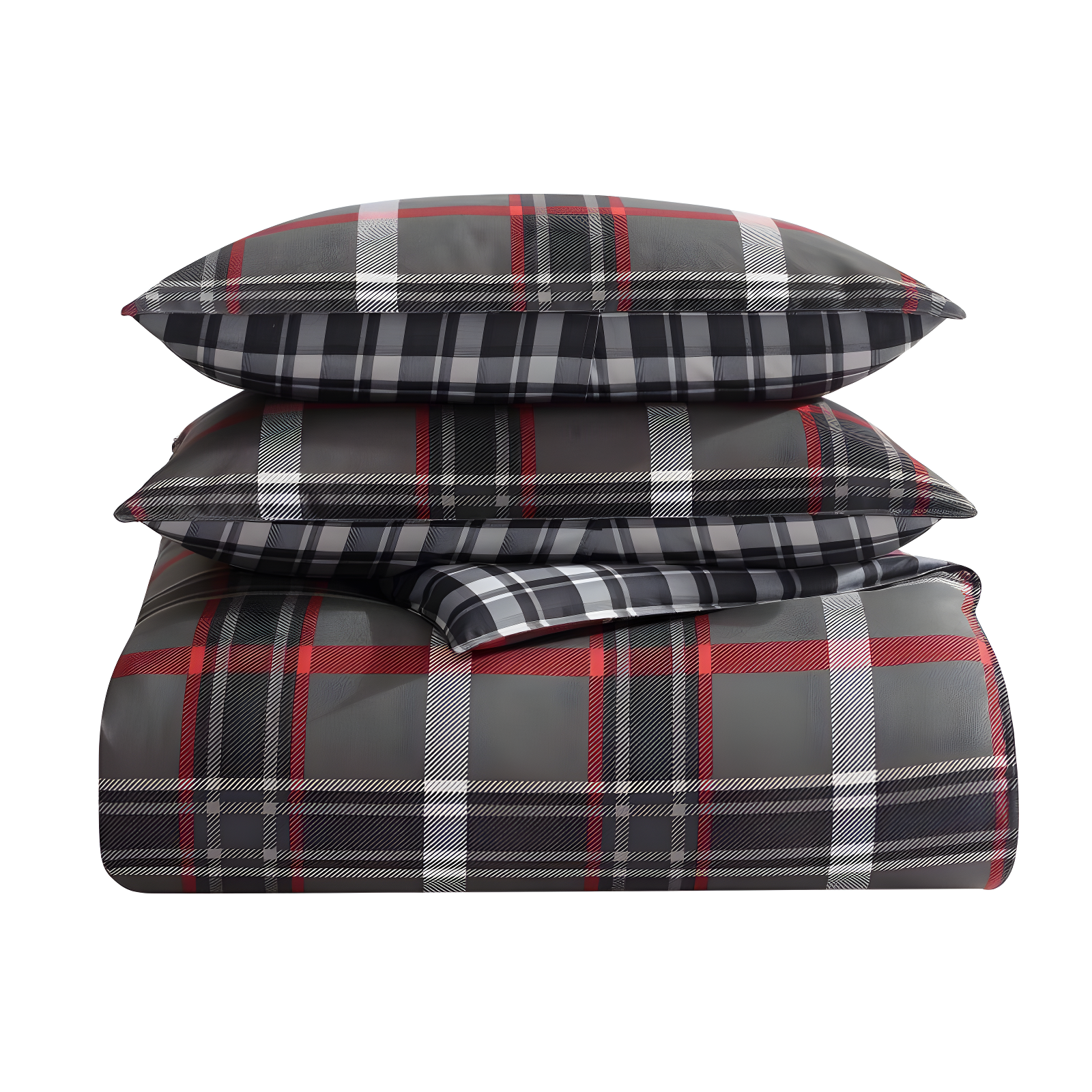 Eddie Bauer Eddie Bauer Willow Plaid Reversible Grey Duvet Cover Set