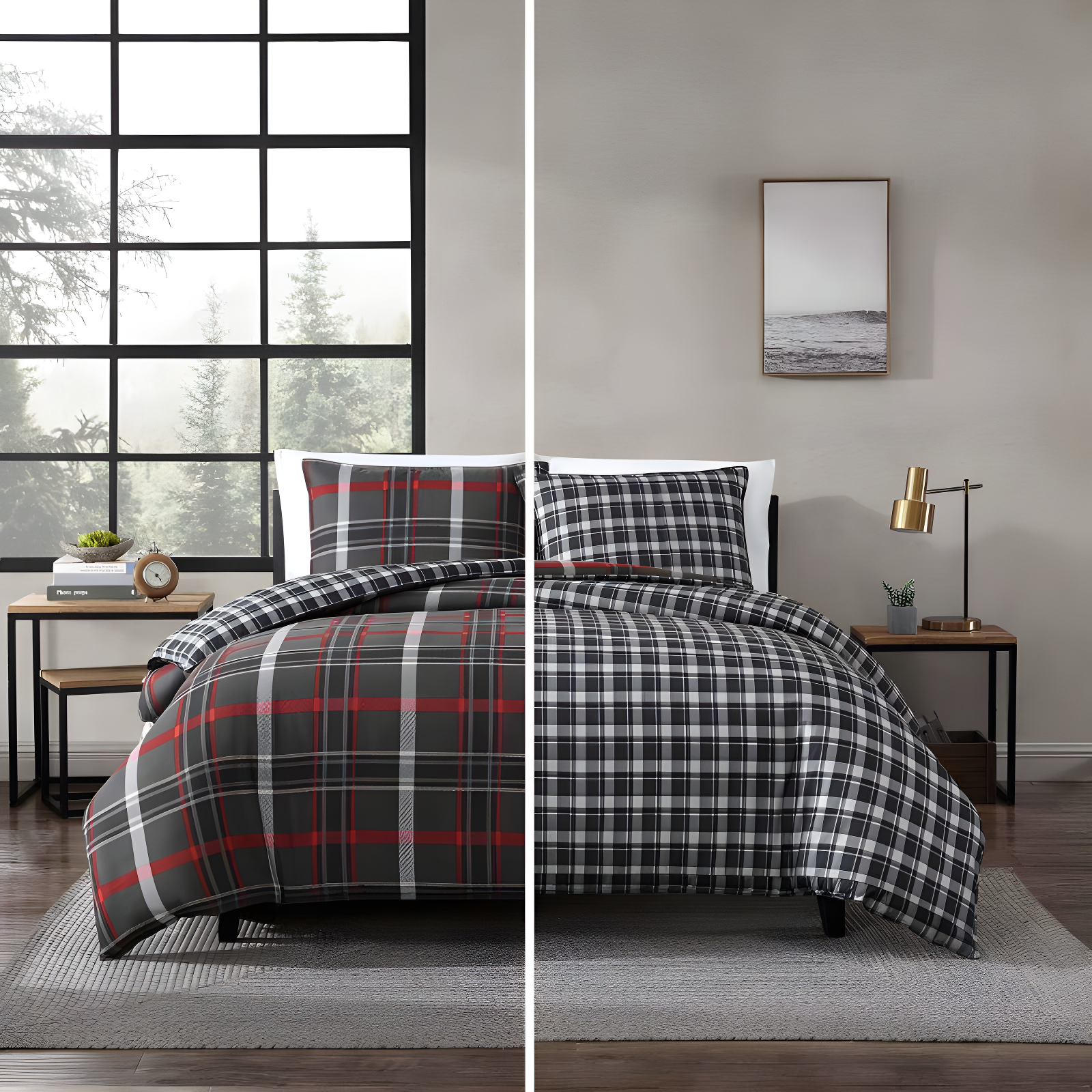 Eddie Bauer Eddie Bauer Willow Plaid Reversible Grey Duvet Cover Set