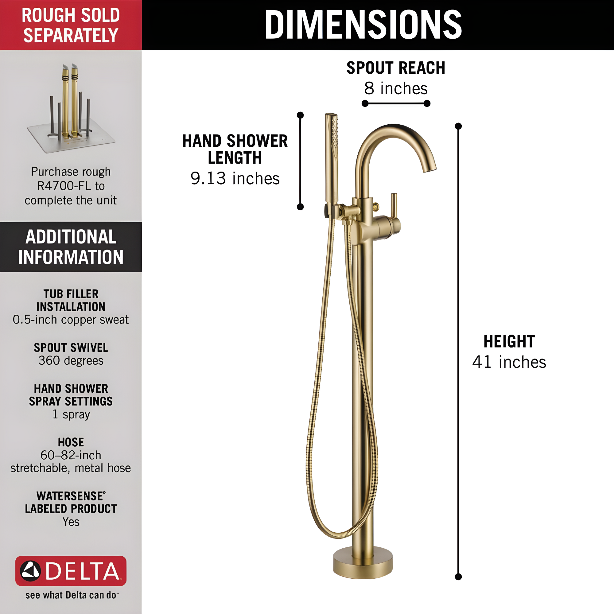Trinsic Single Handle Floor Mounted Freestanding Tub Filler