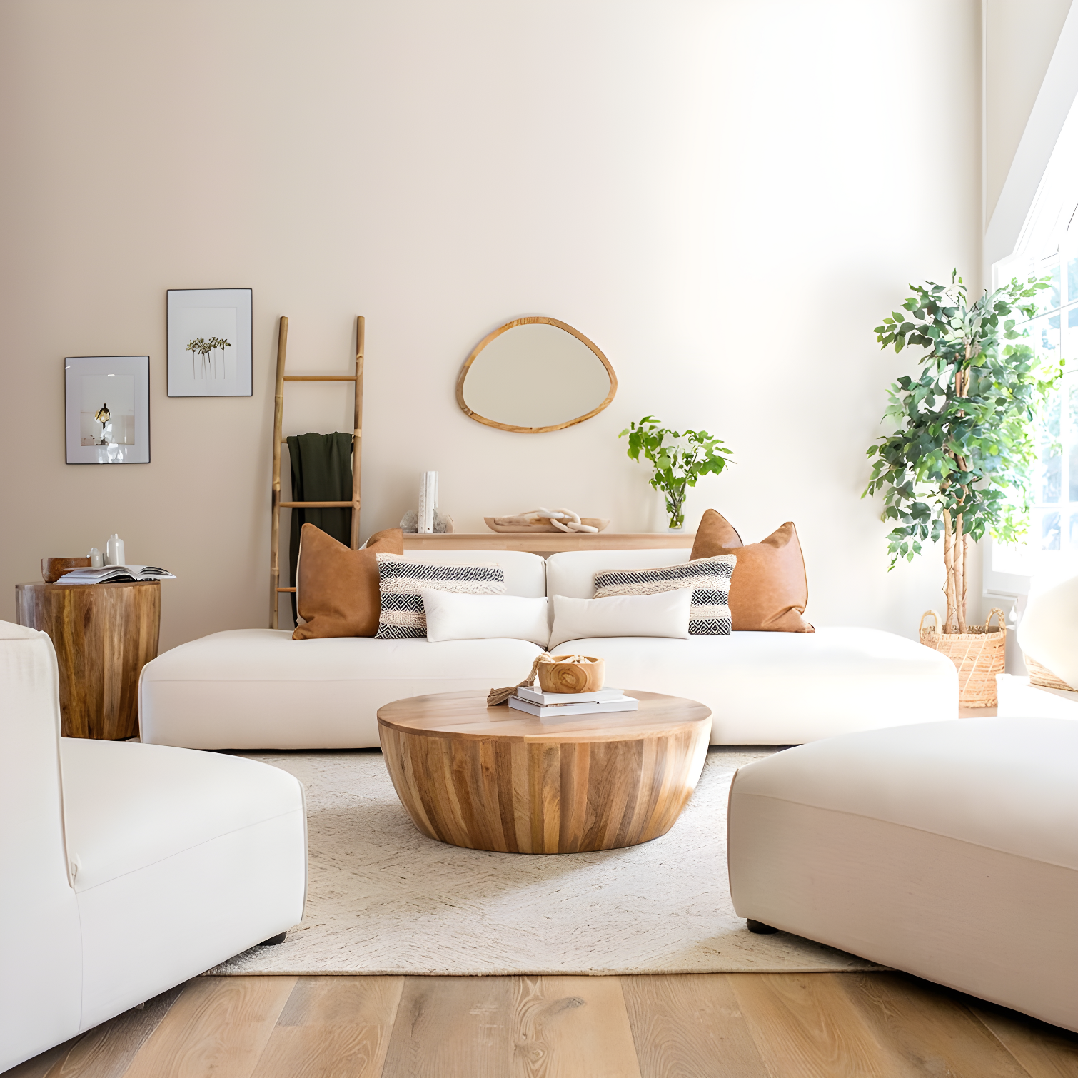 Vivenne Mango Wood Drum Coffee Table