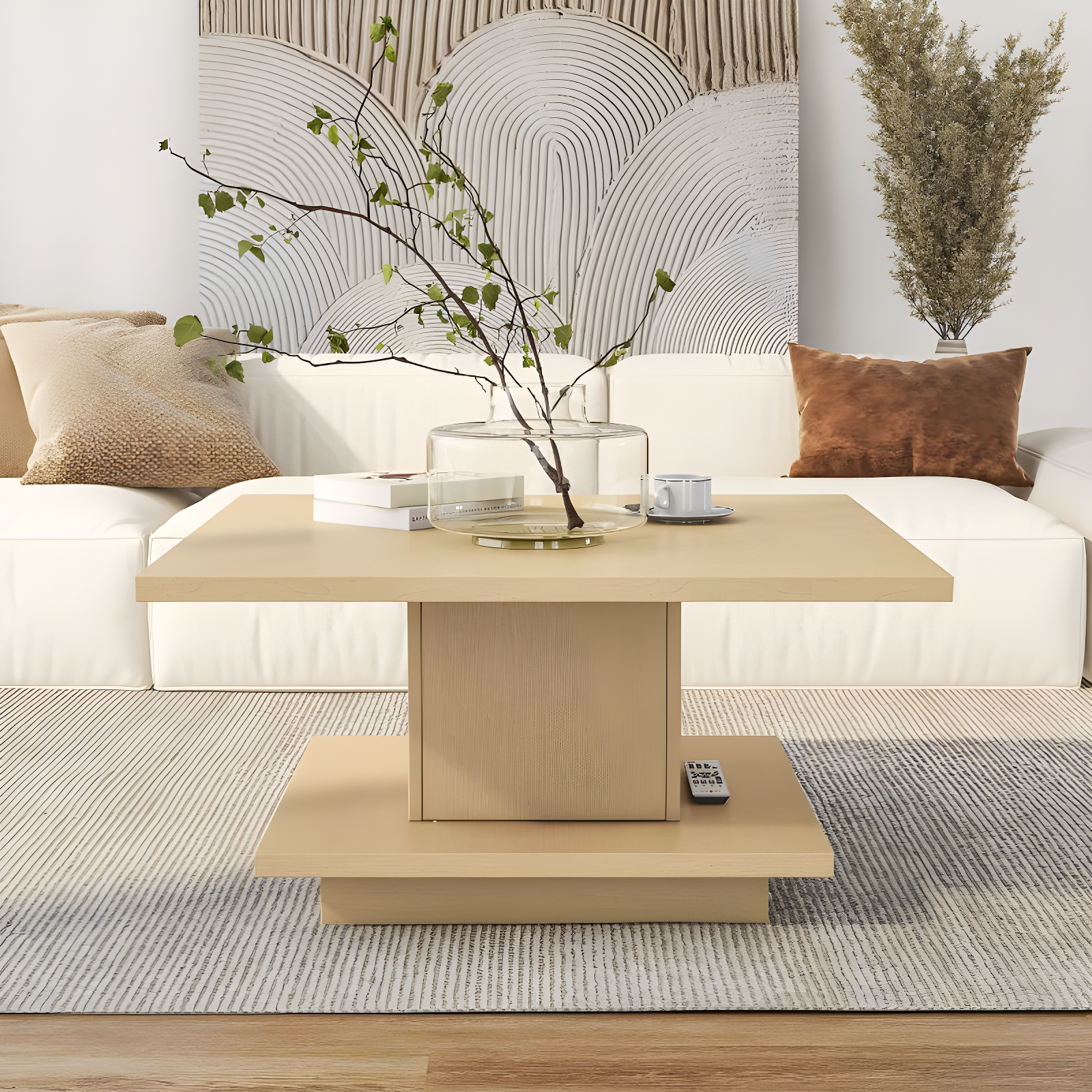 24/7 Shop At Home Traci 31" Contemporary Coffee Table: Pedestal Base, Modern Living Room