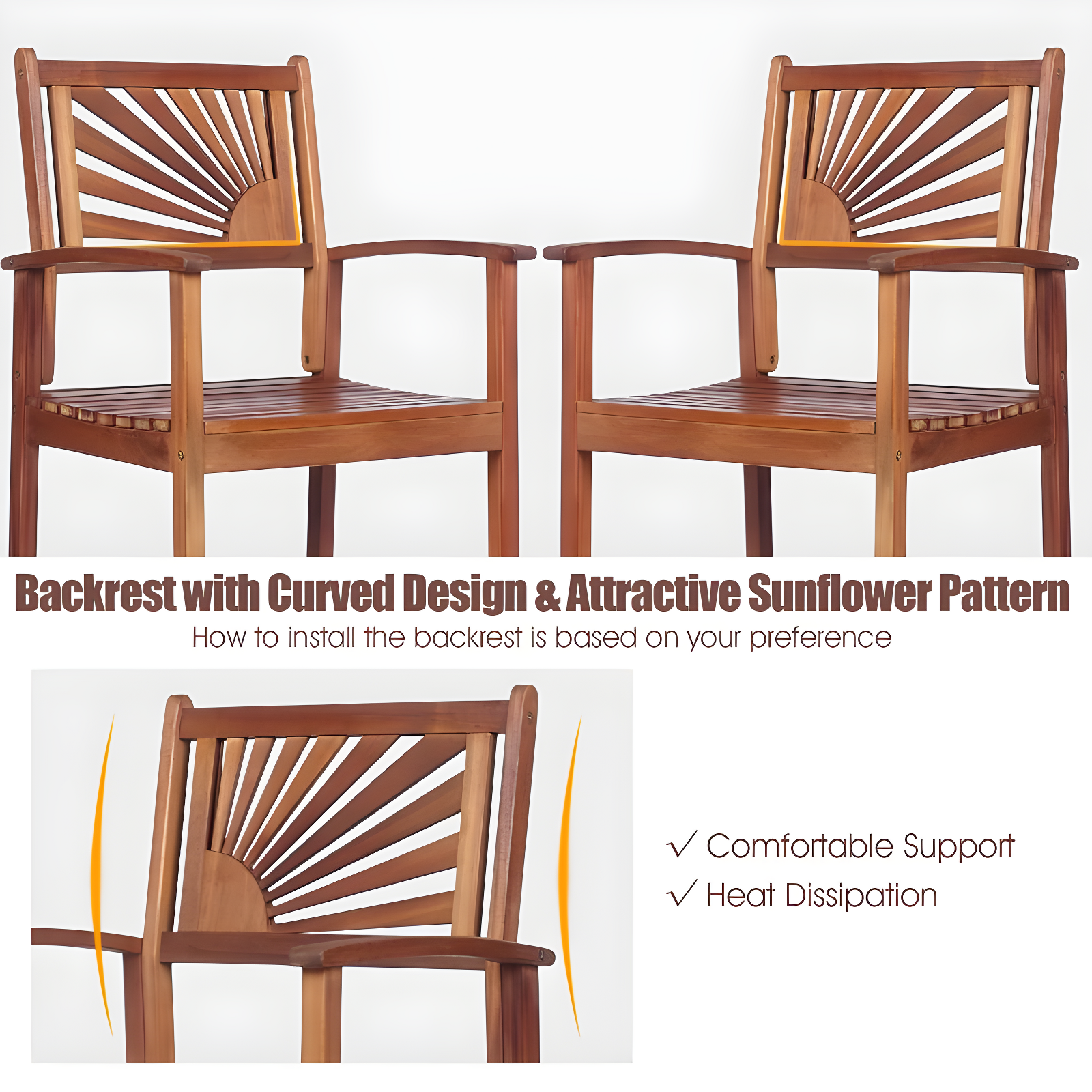 Costway Costway Acacia Outdoor 29'' Bar Stool