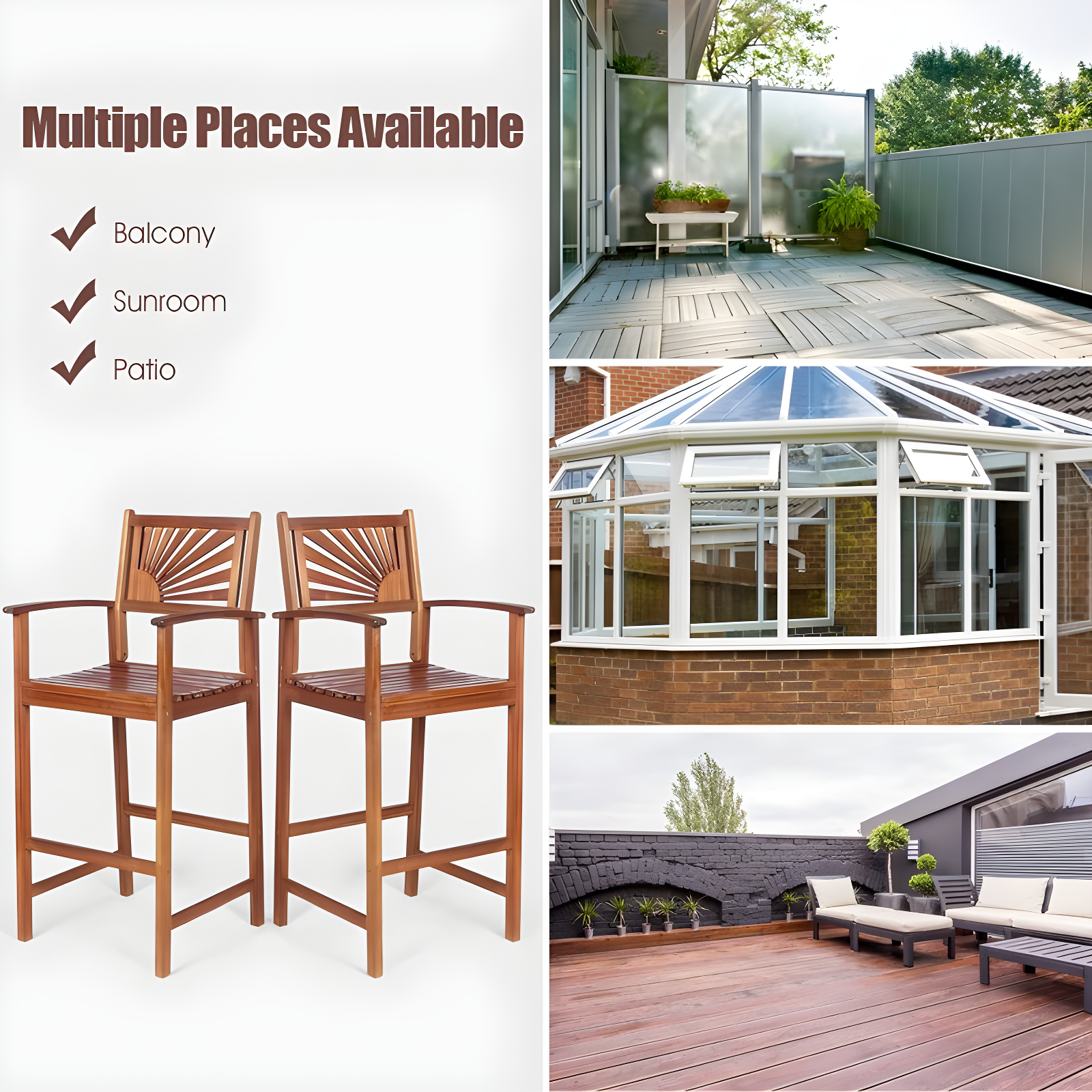 Costway Costway Acacia Outdoor 29'' Bar Stool