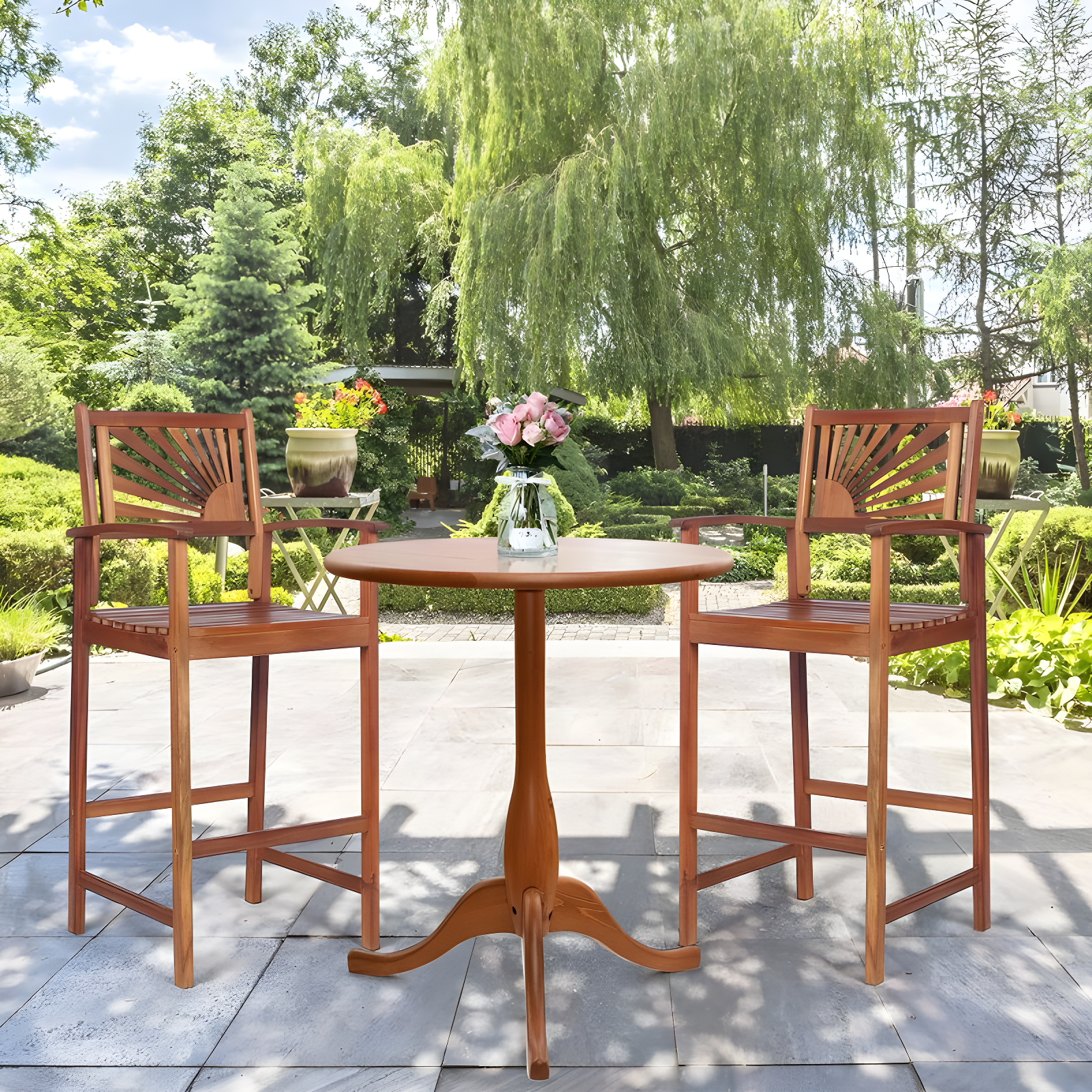 Costway Costway Acacia Outdoor 29'' Bar Stool