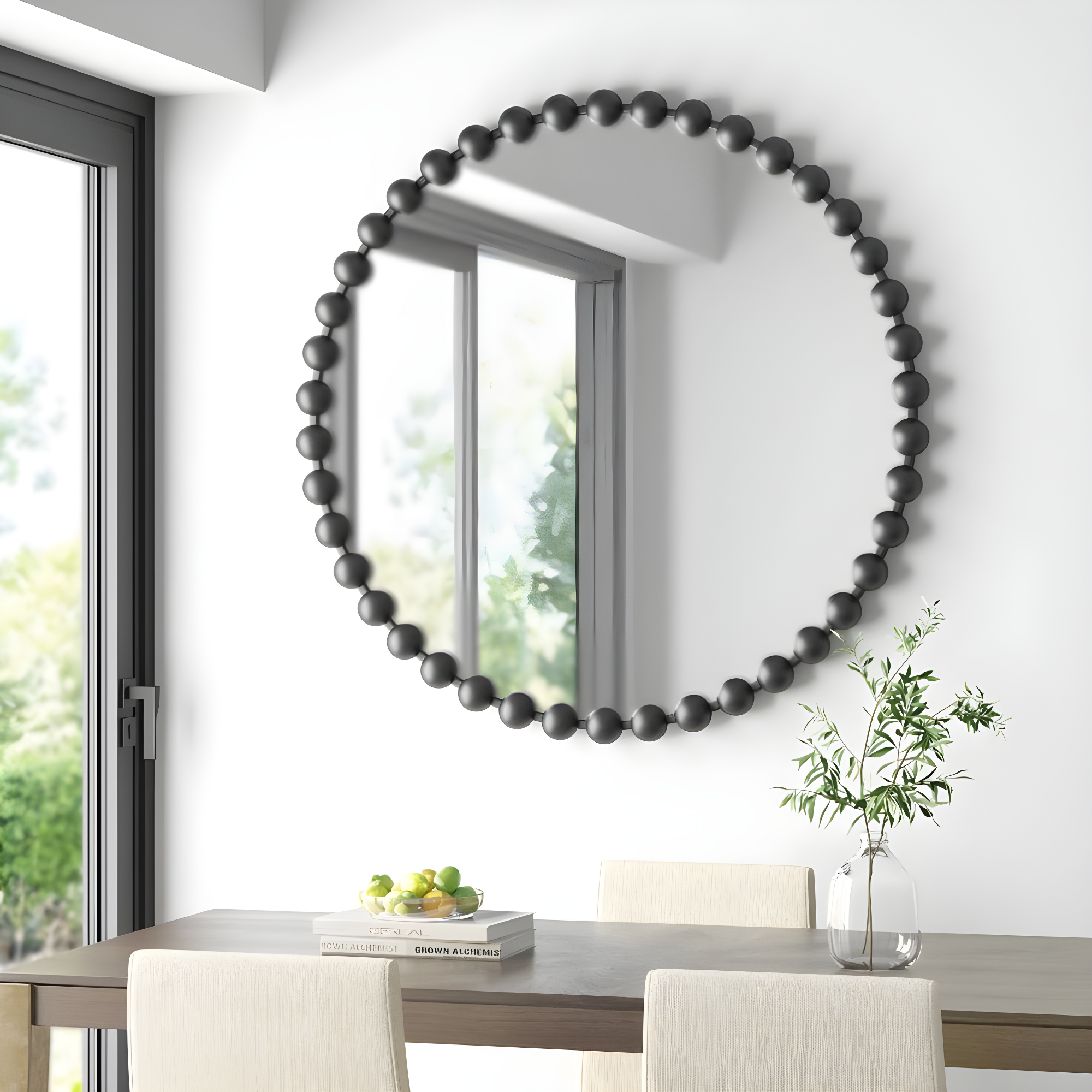 Marlowe Beaded Round Metal Wall Mirror