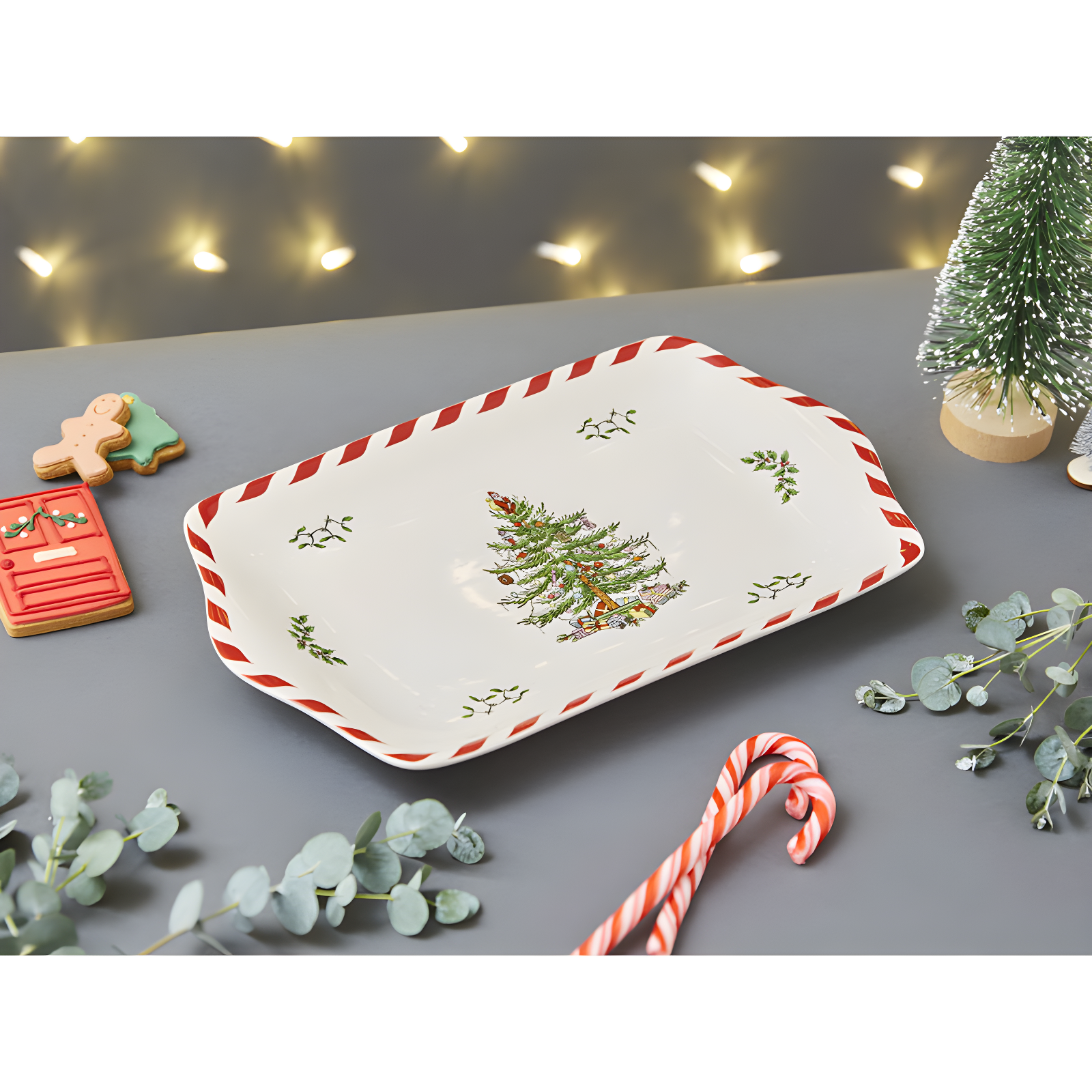 Spode Christmas Tree Peppermint Dessert Tray