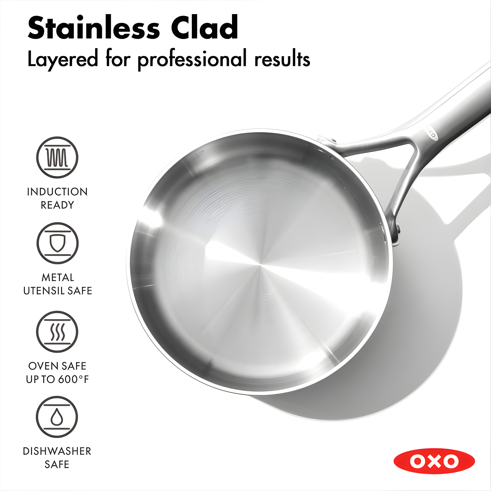 OXO Mira 3-Ply Stainless Steel Saucepan Set, 1.6 Qt And 3.25 Qt