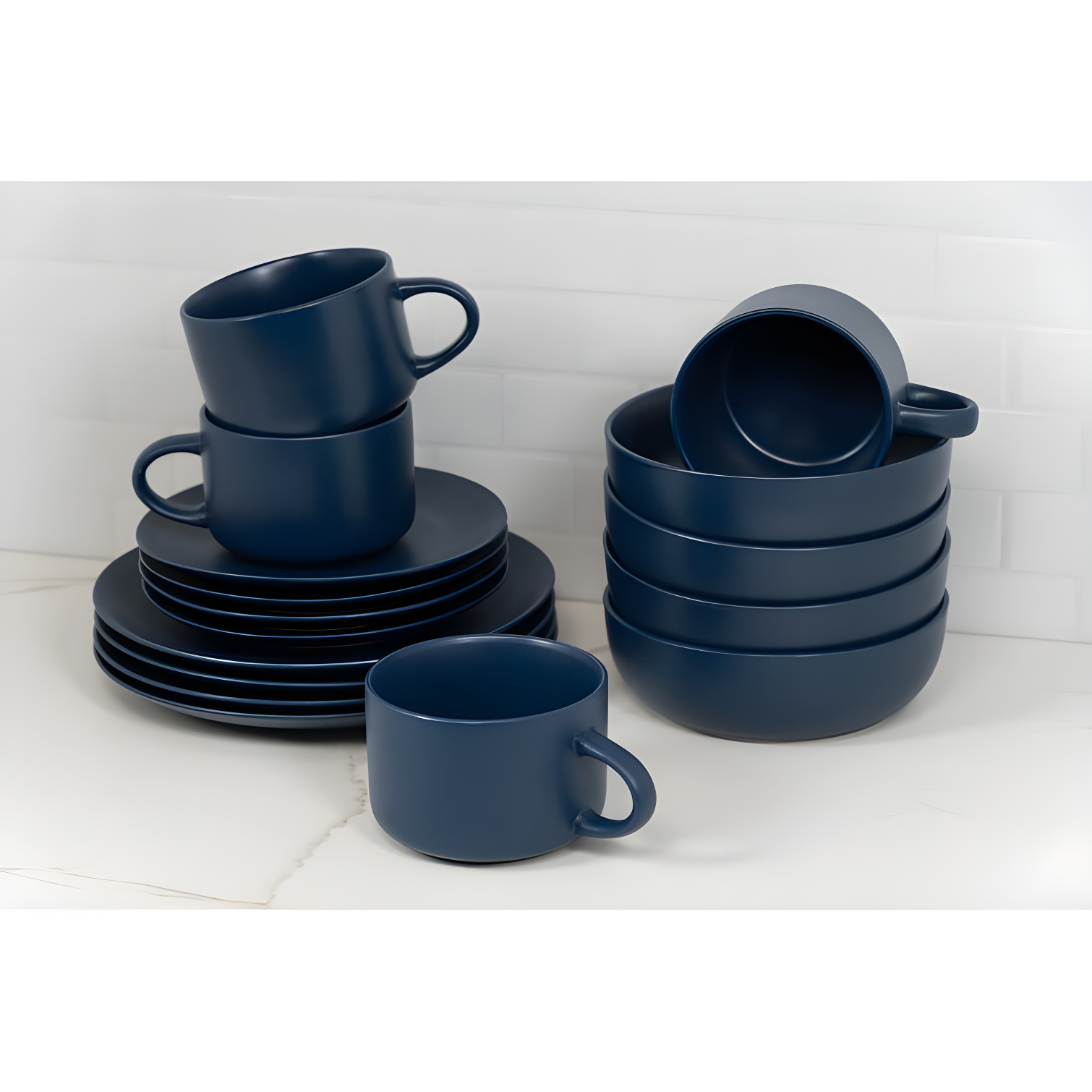 Wazee Matte 16 Piece Dinnerware Set, Service for 4