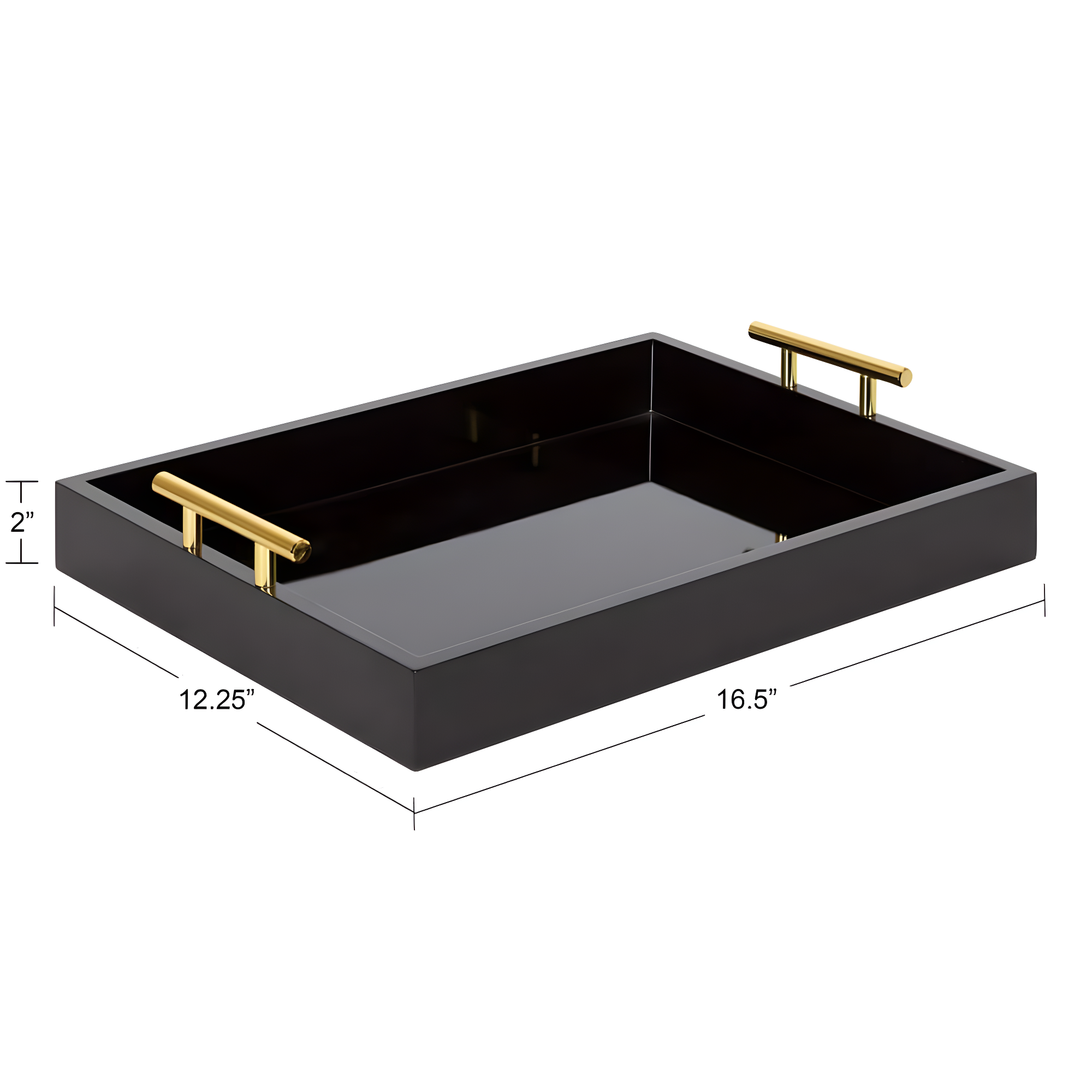 Kate and Laurel Lipton Tray, 16.5x12.25, Black and Gold