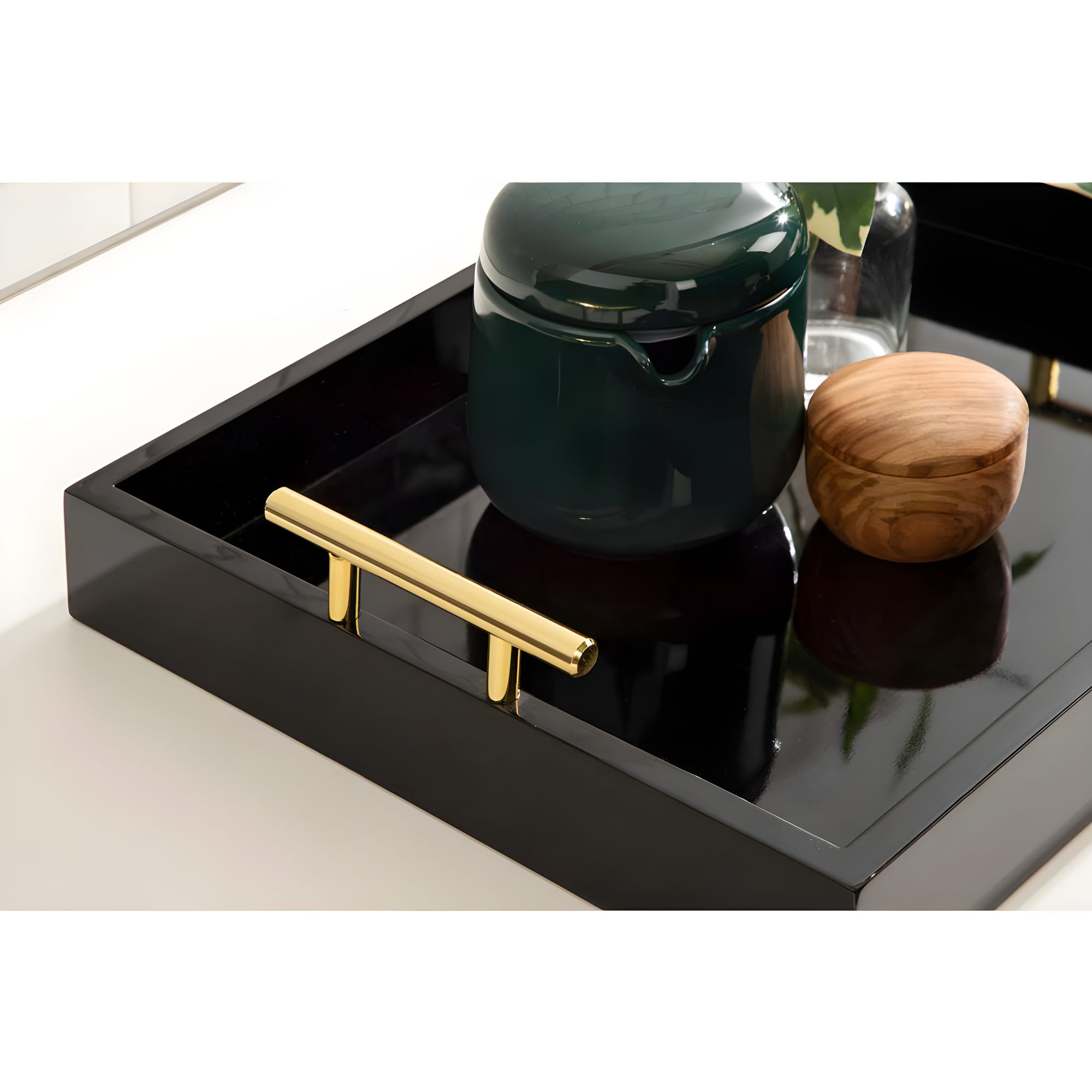 Kate and Laurel Lipton Tray, 16.5x12.25, Black and Gold