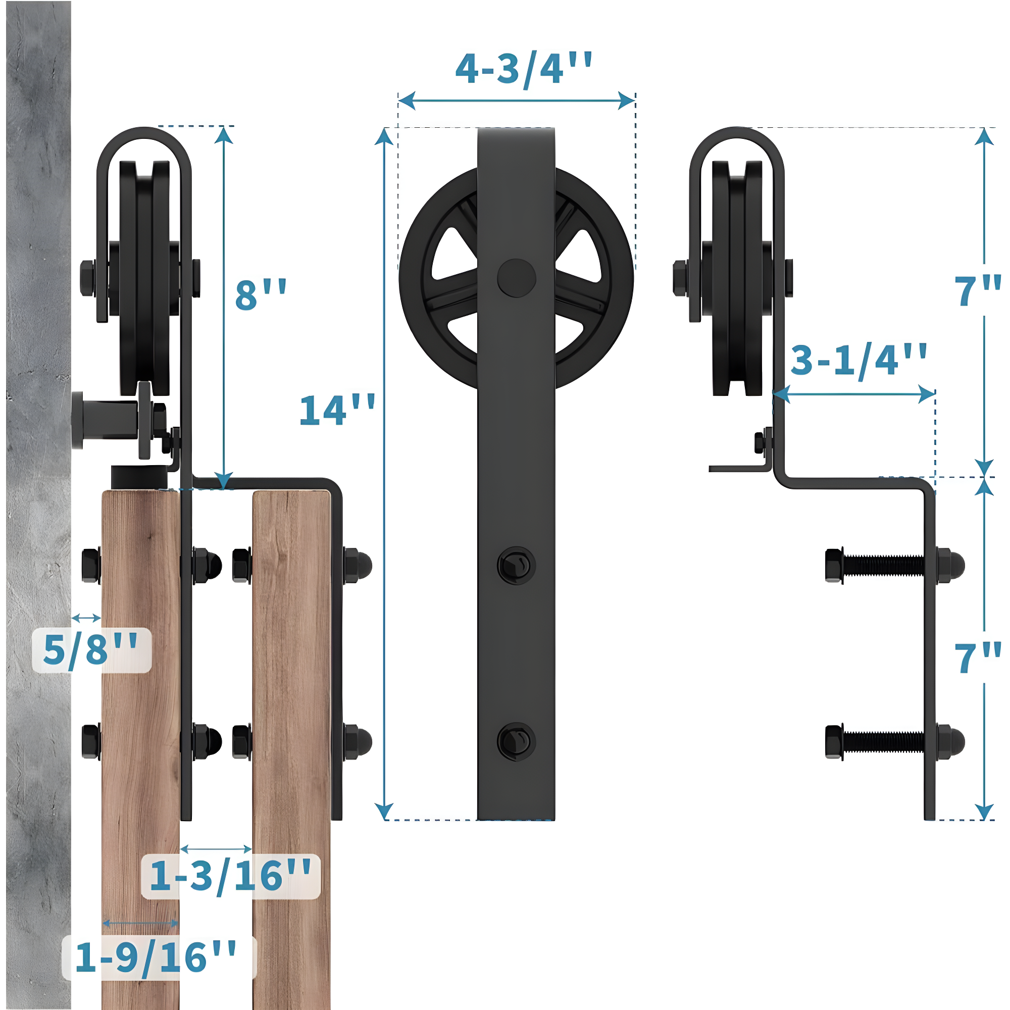 HomLux Standard Double Barn Door Hardware Kit